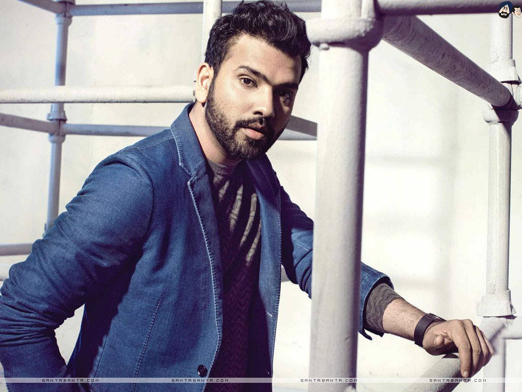 Rohit Sharma, blue jacket, white pipes, SD Desktop Wallpaper