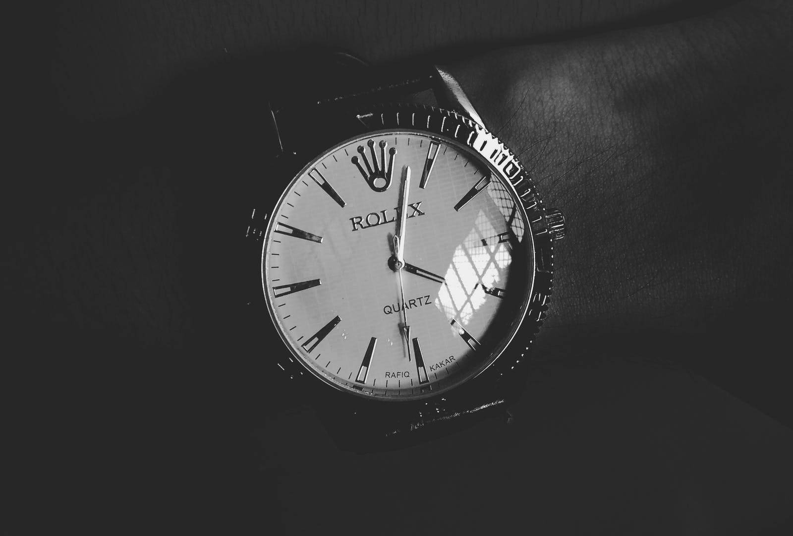Rolex, quartz watch, black and white, HD Desktop Wallpaper