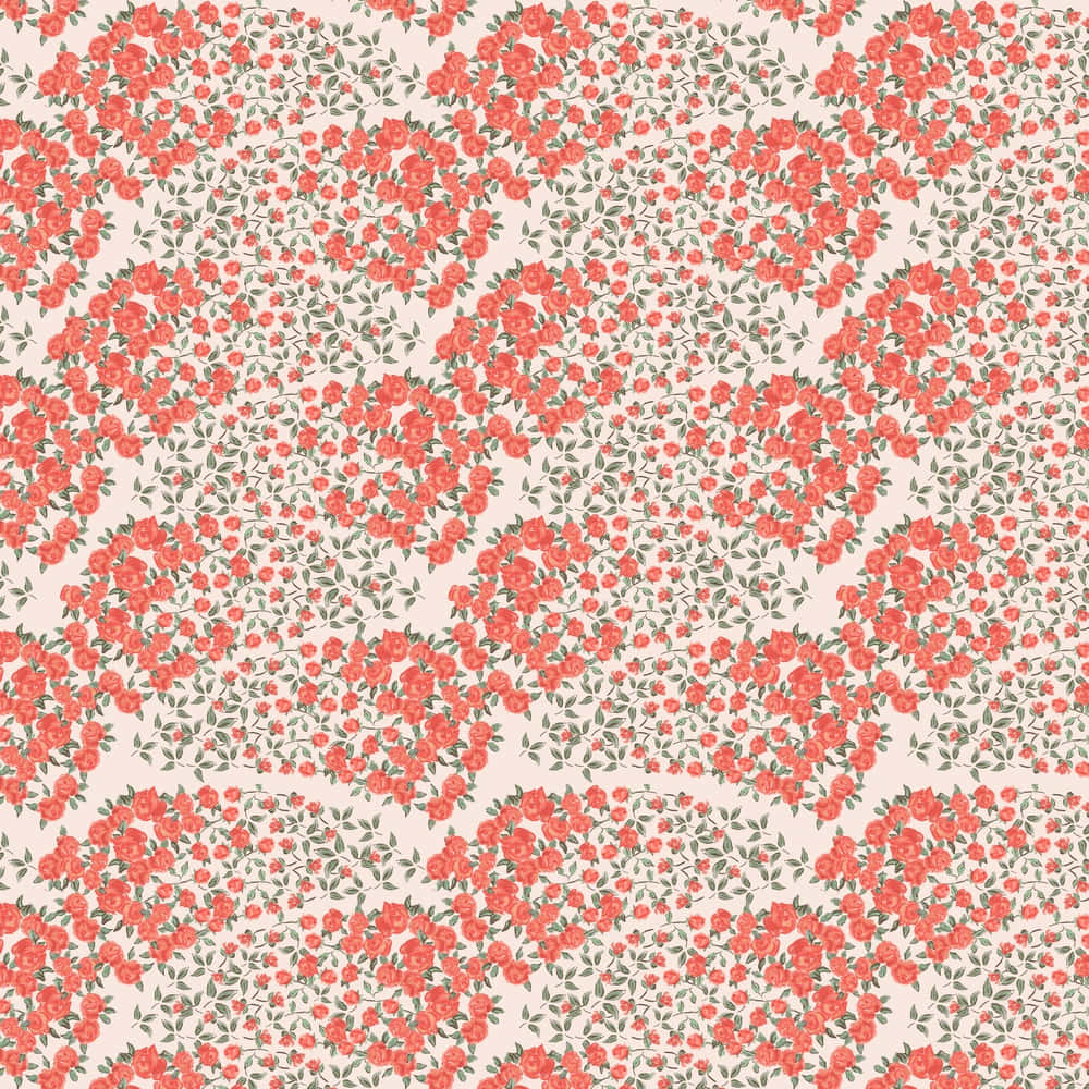 floral pattern, coral roses, green vines, SD Desktop Wallpaper