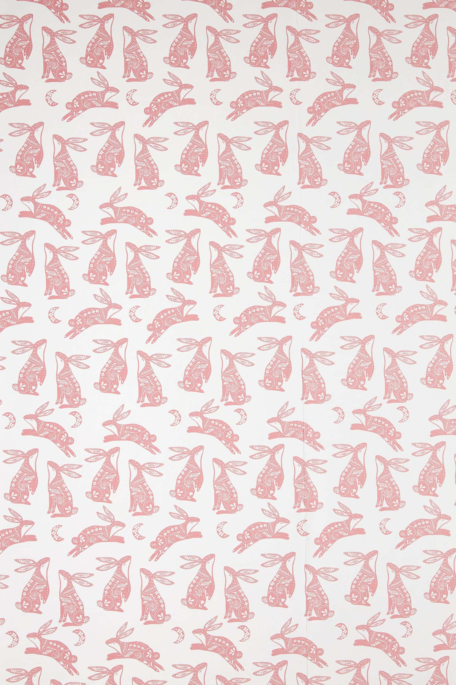 Roller Rabbit, bunnies pattern, pink stylized rabbits, Full HD Phone Wallpaper