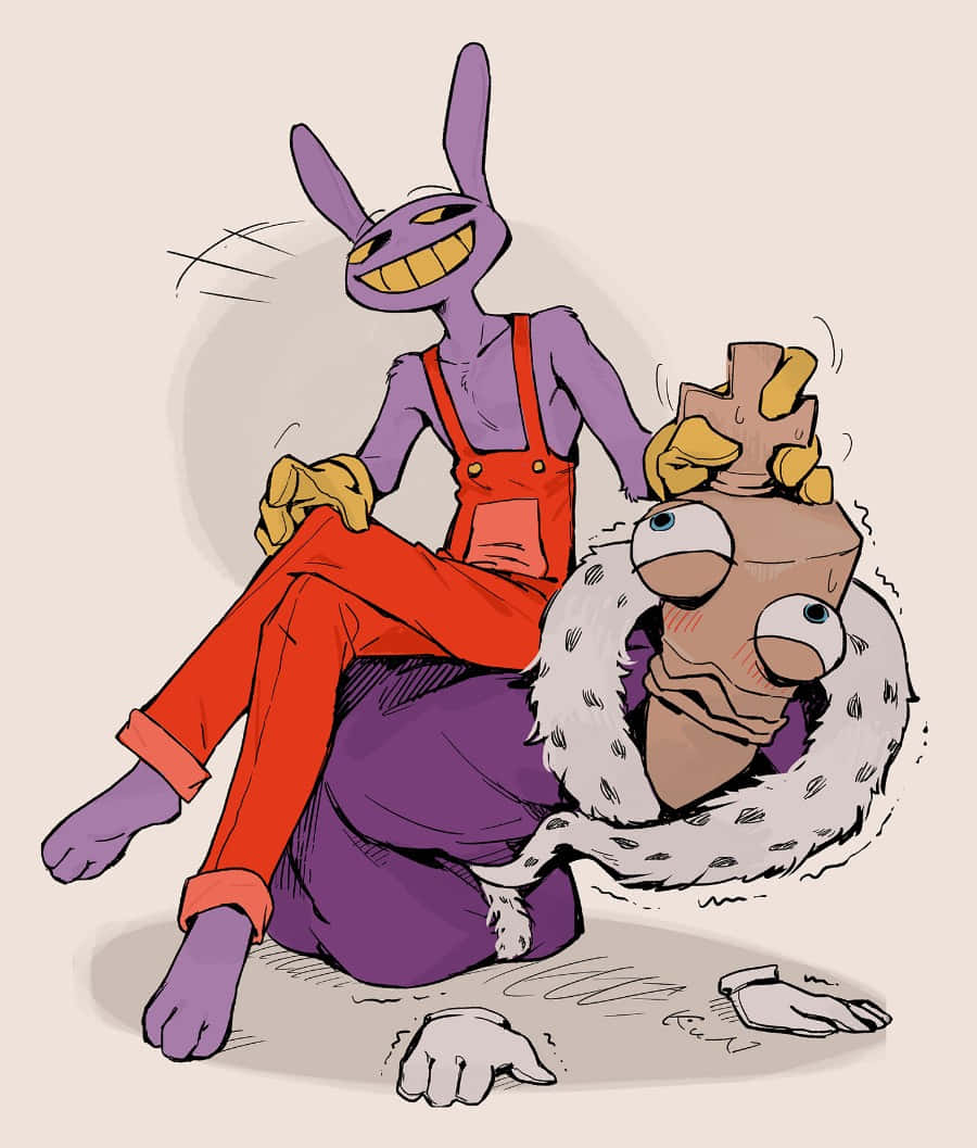 purple rabbit, red overalls, furry creature, SD Phone Wallpaper