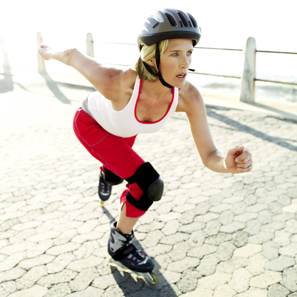 red pants, helmet, inline skates, SD Desktop Wallpaper