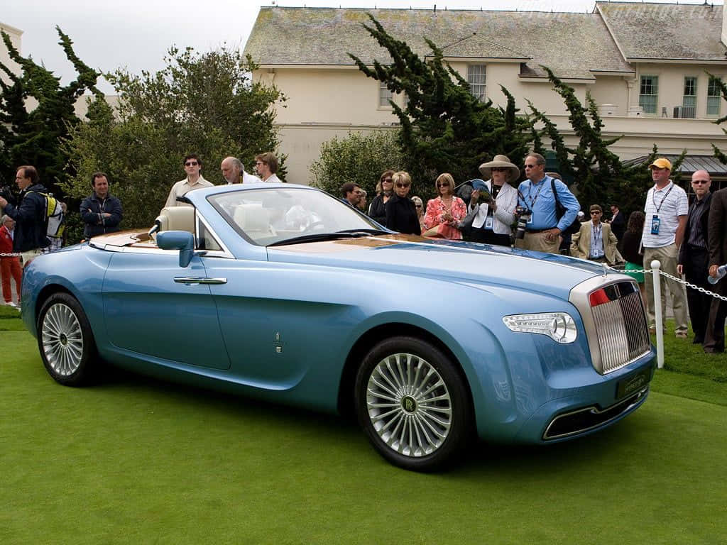 Rolls Royce Camargue, light blue, convertible, SD Desktop Wallpaper