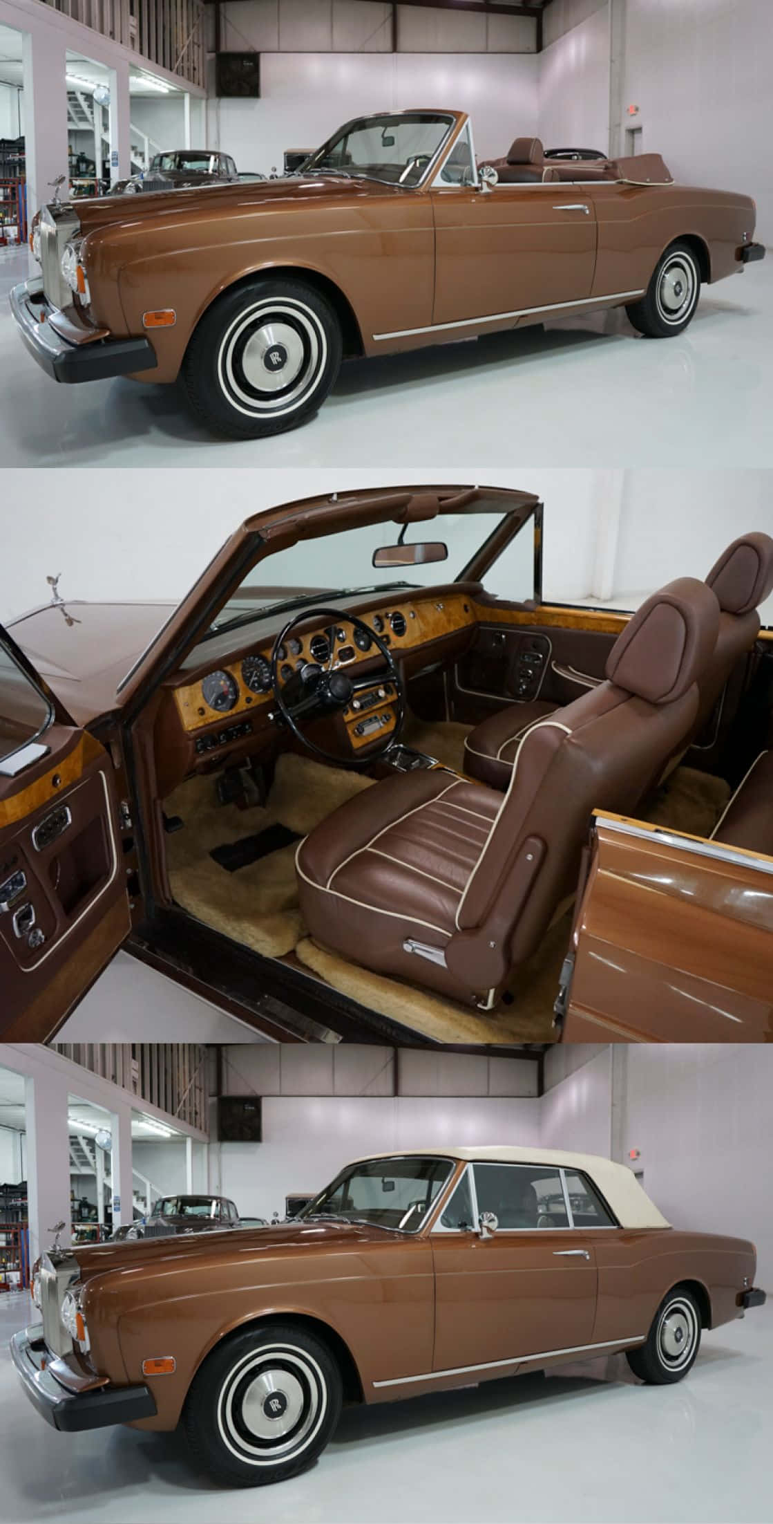 Rolls Royce Corniche, brown, convertible, Full HD Phone Wallpaper