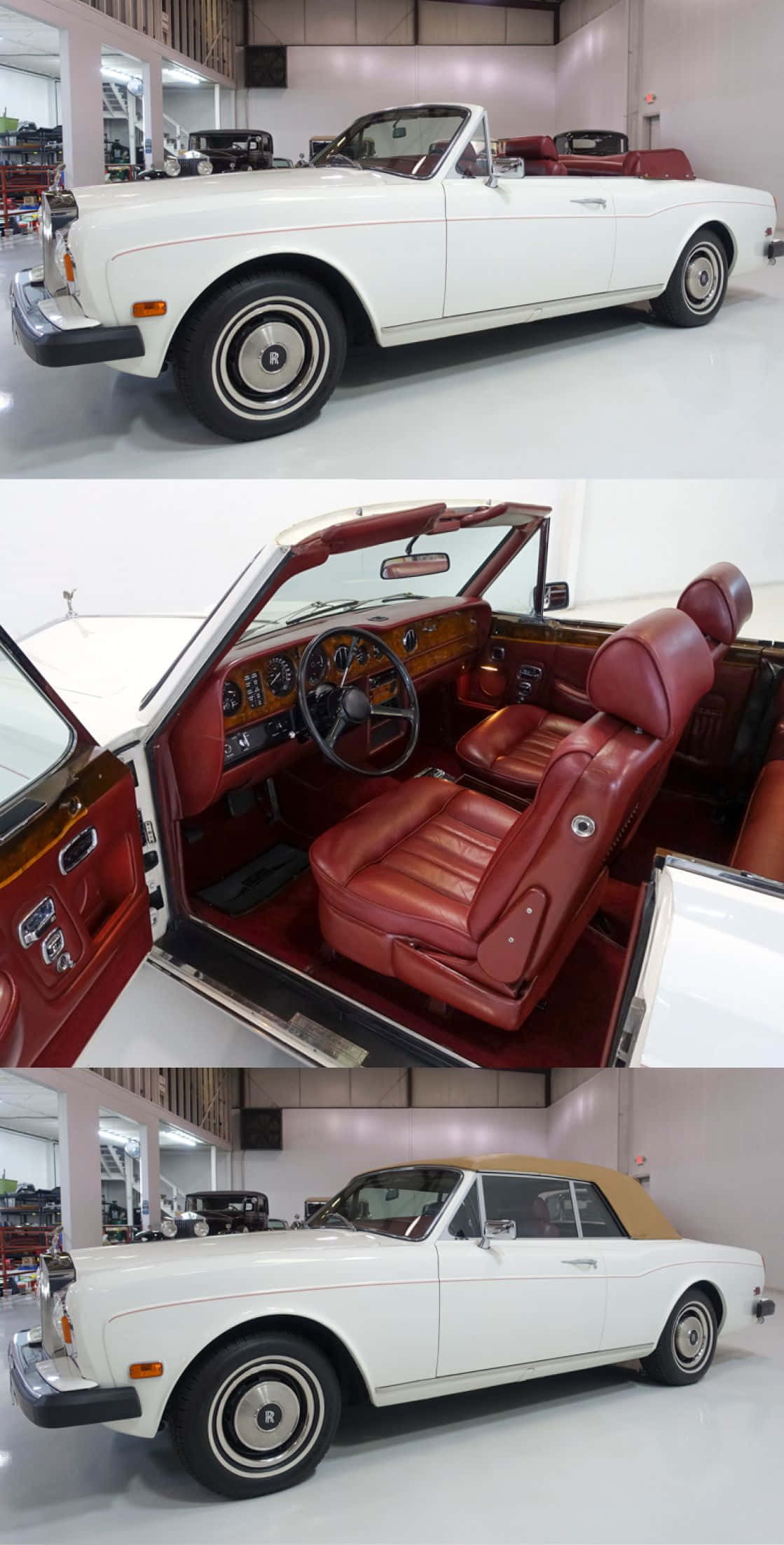 Rolls Royce Corniche, white, red leather interior, Full HD Phone Wallpaper