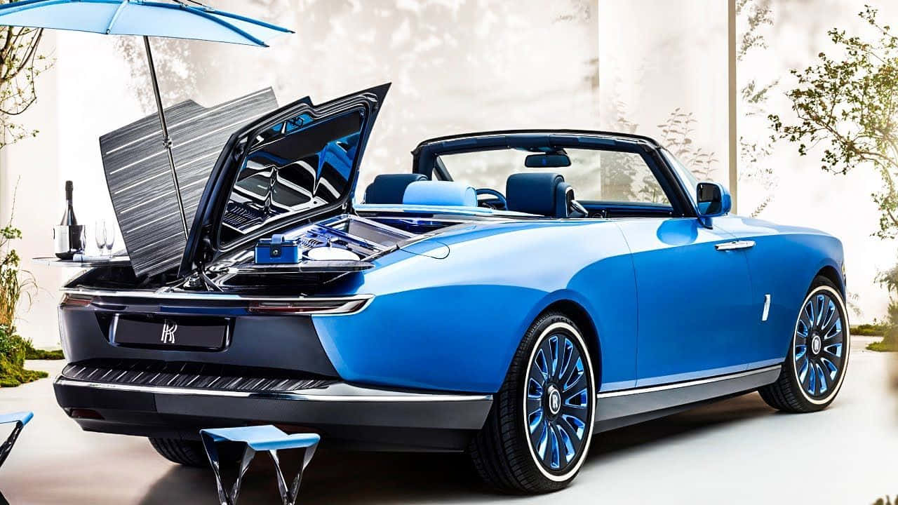 Rolls Royce Corniche, vibrant blue, convertible, HD Desktop Wallpaper