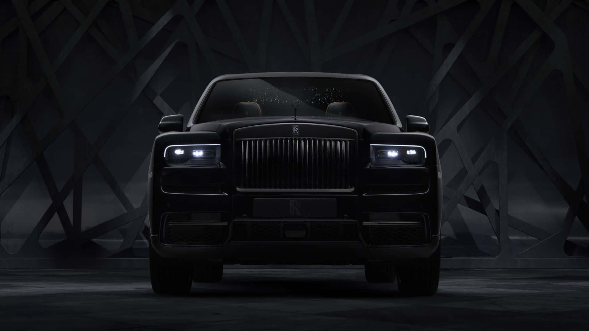 Rolls Royce Cullinan, black, illuminated headlights, Full HD Desktop Wallpaper