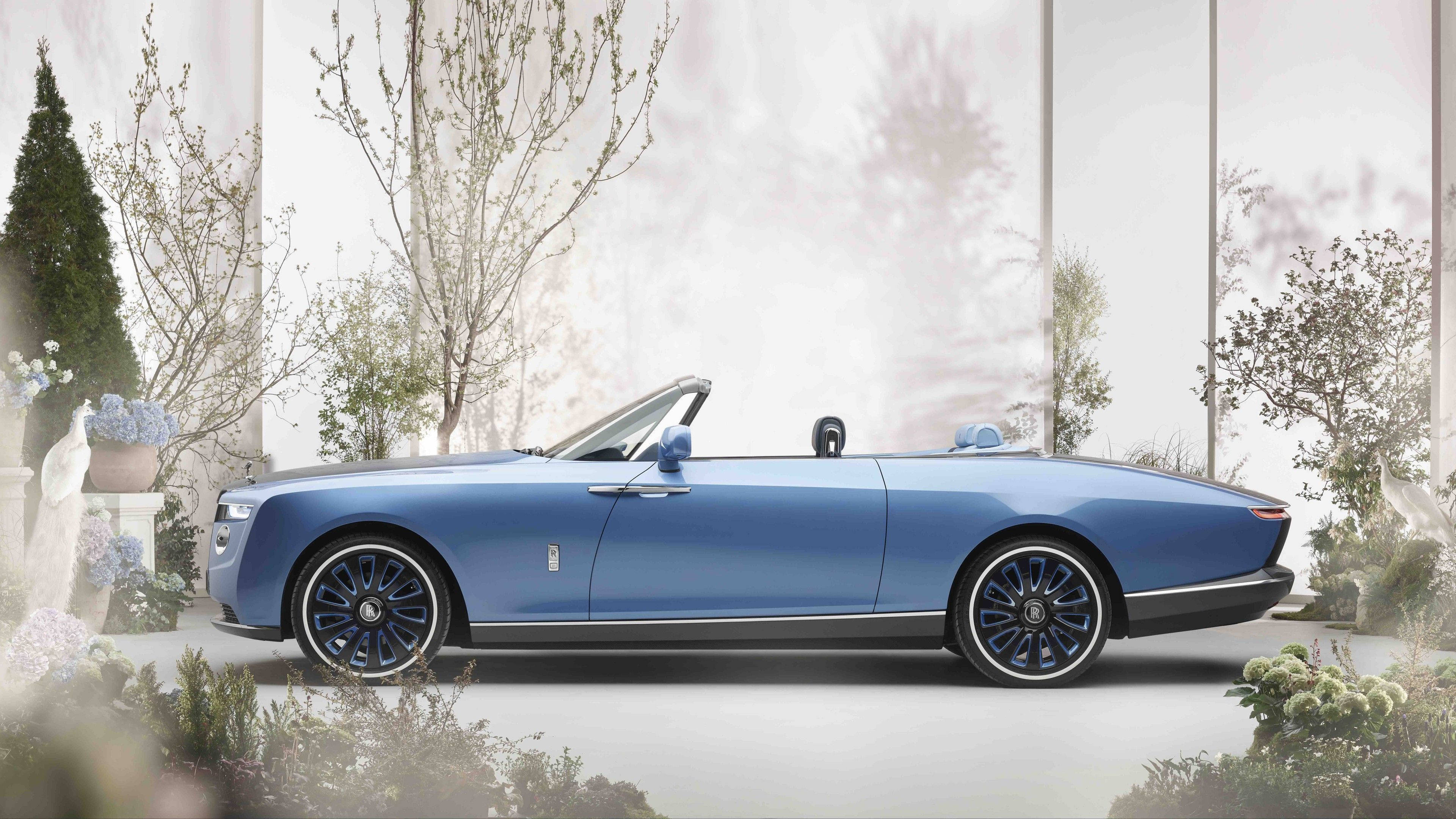 Rolls Royce Dawn, blue, convertible, 4K Desktop Wallpaper