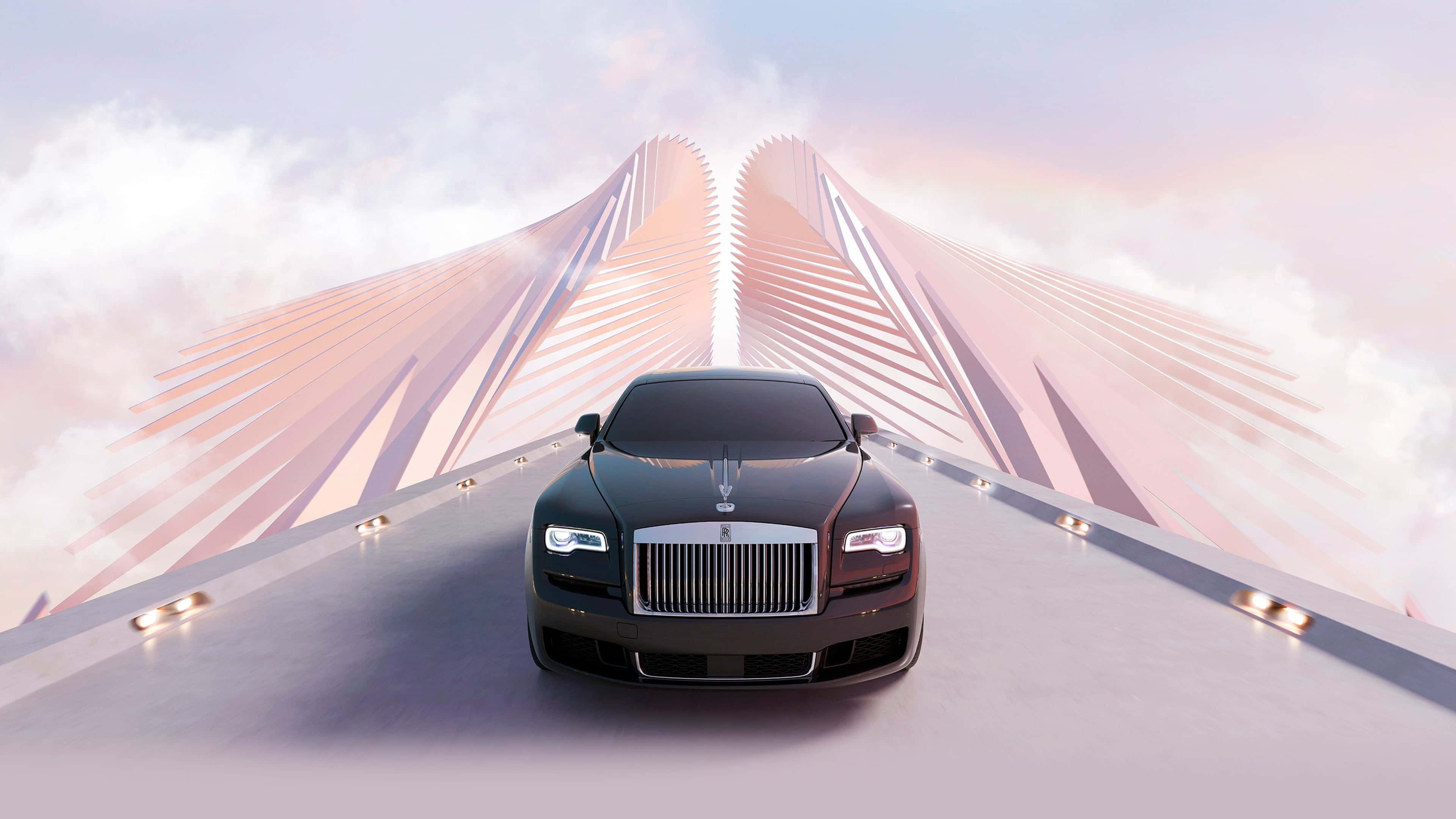 Rolls Royce Dawn, black, glowing bridge, 4K Desktop Wallpaper