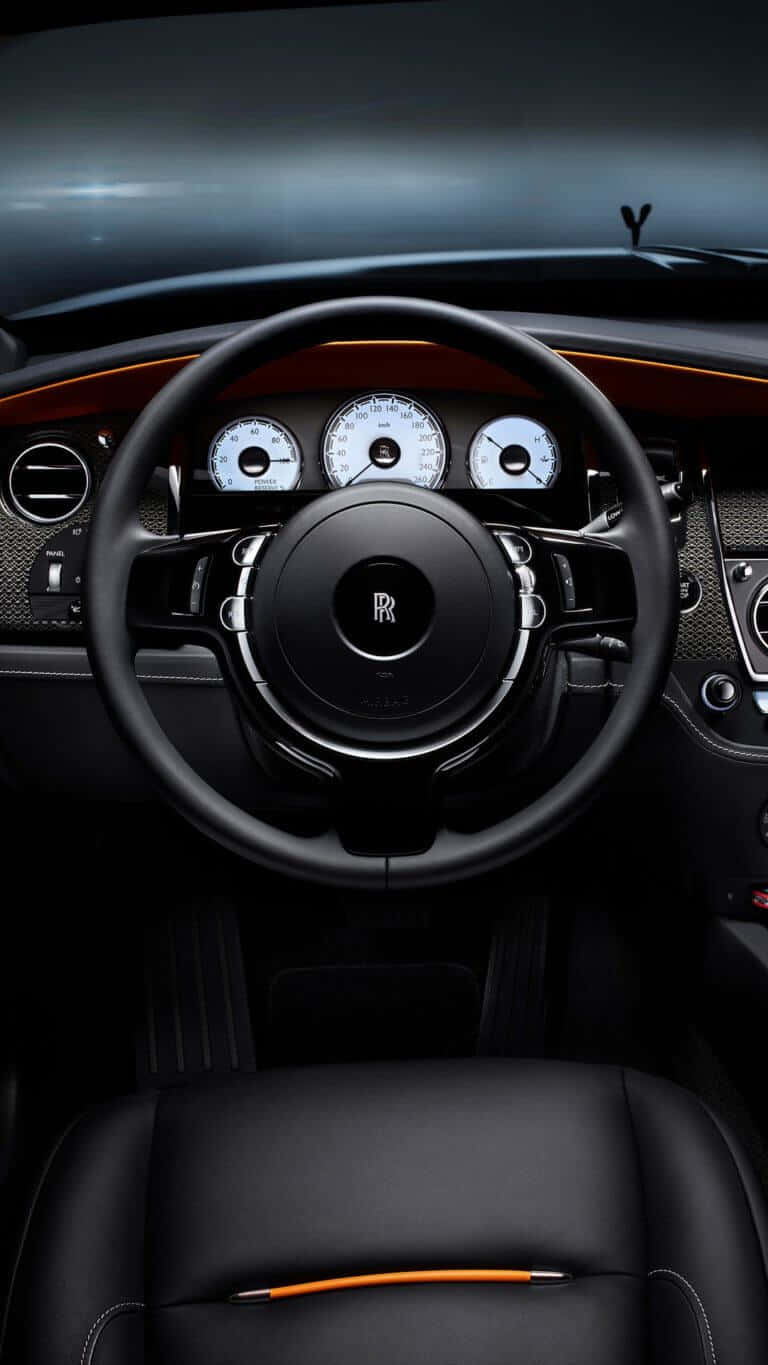 Rolls Royce Dawn, black leather seats, orange accent trim, HD Phone Wallpaper