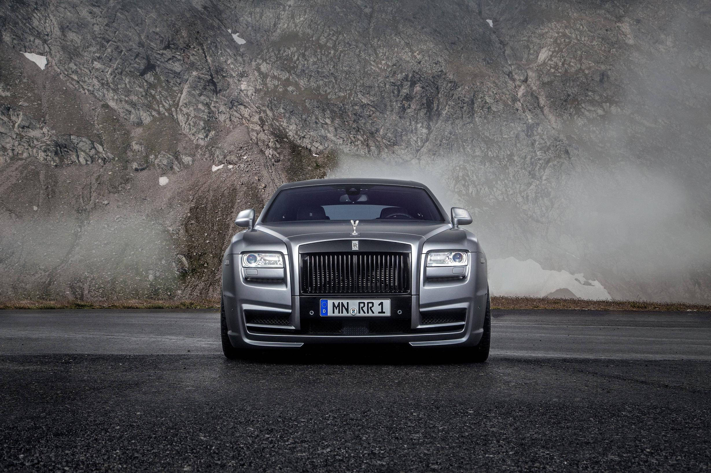 Rolls Royce Ghost, silver, dusty mountain pass, Full HD Desktop Wallpaper