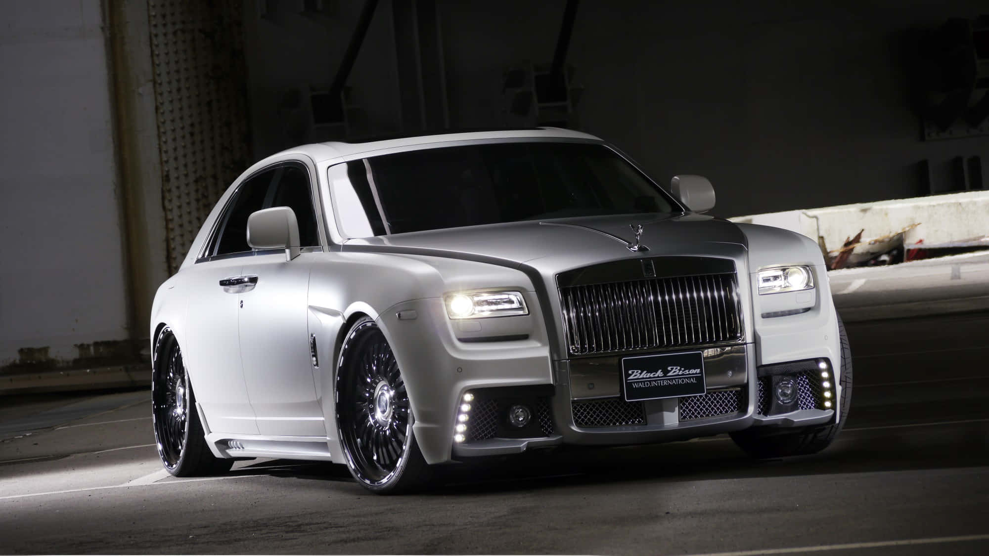 Rolls Royce Ghost, silver, custom black rims, Full HD Desktop Wallpaper