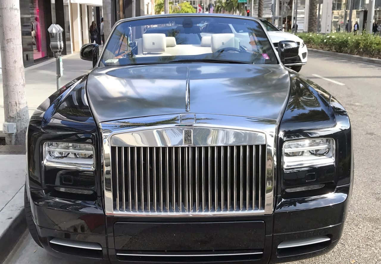 Rolls Royce Phantom Drophead Coupe, glossy black, chrome grille, HD Desktop Wallpaper