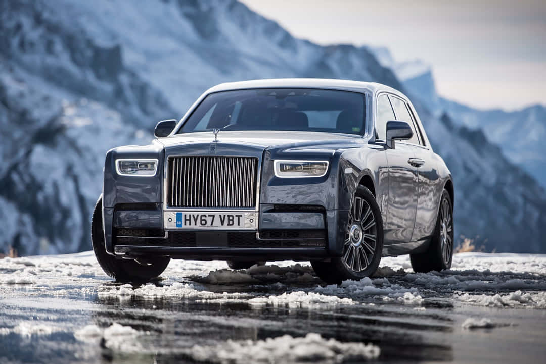 Rolls Royce Phantom, silver, icy terrain, SD Desktop Wallpaper