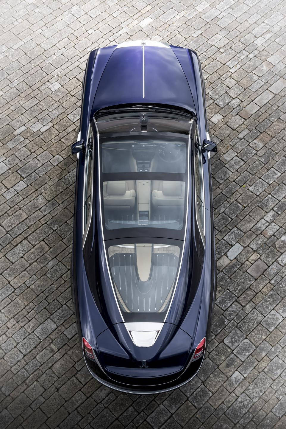 Rolls Royce Sweptail, navy blue, glass roof, HD Phone Wallpaper