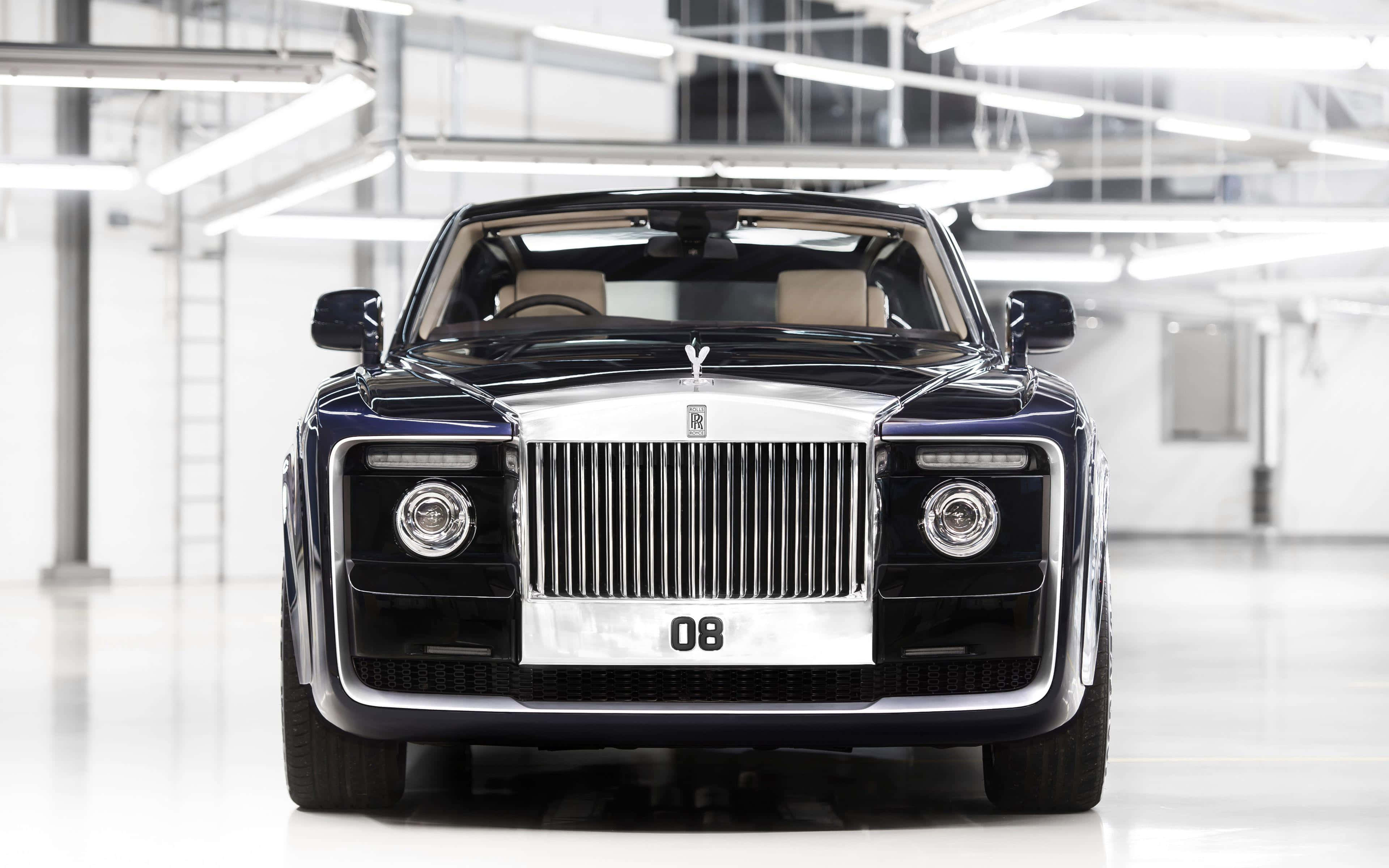 Rolls-Royce Sweptail, black, chrome grille, 4K Desktop Wallpaper