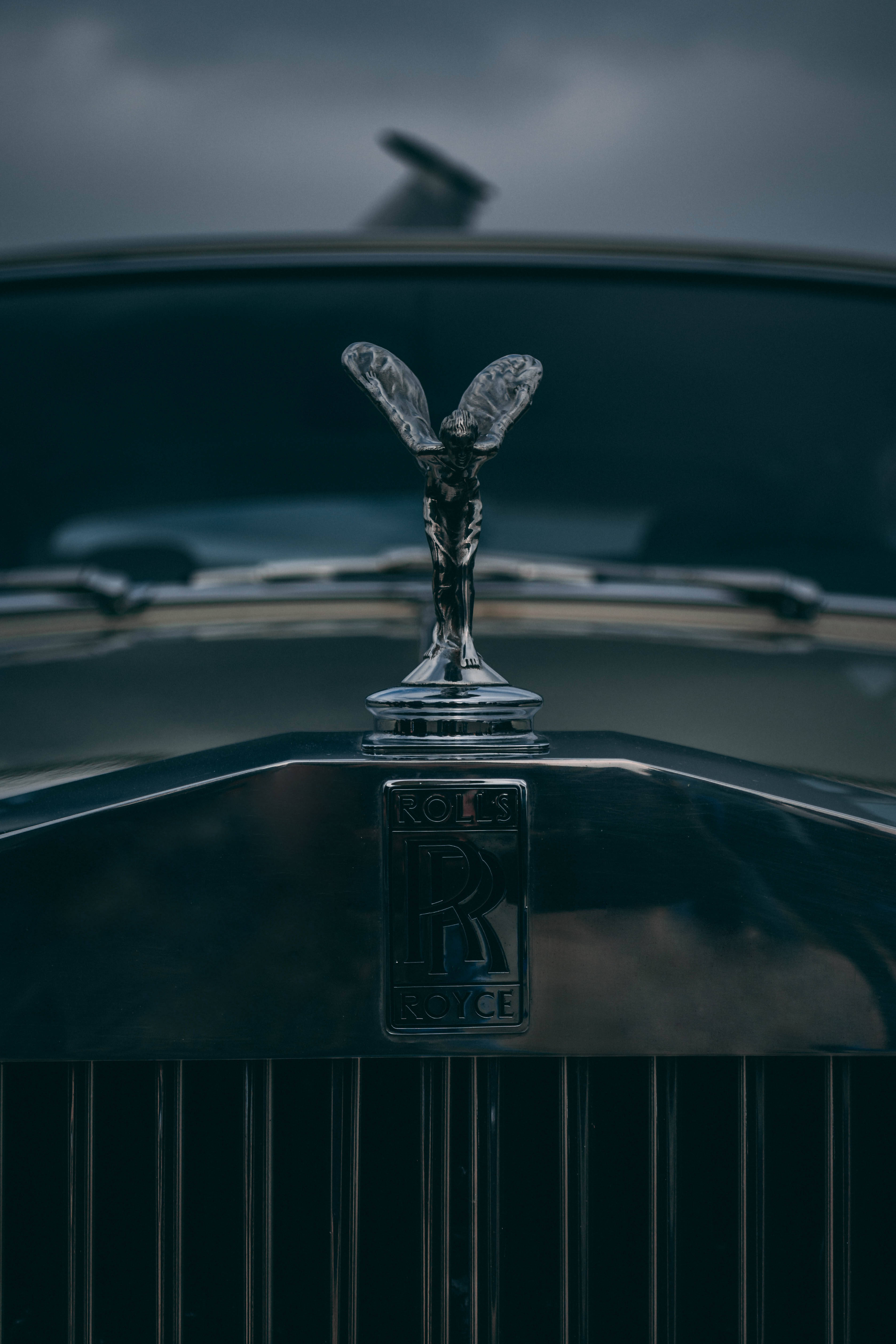 Rolls-Royce, hood ornament, vintage car grille, 5K Phone Wallpaper