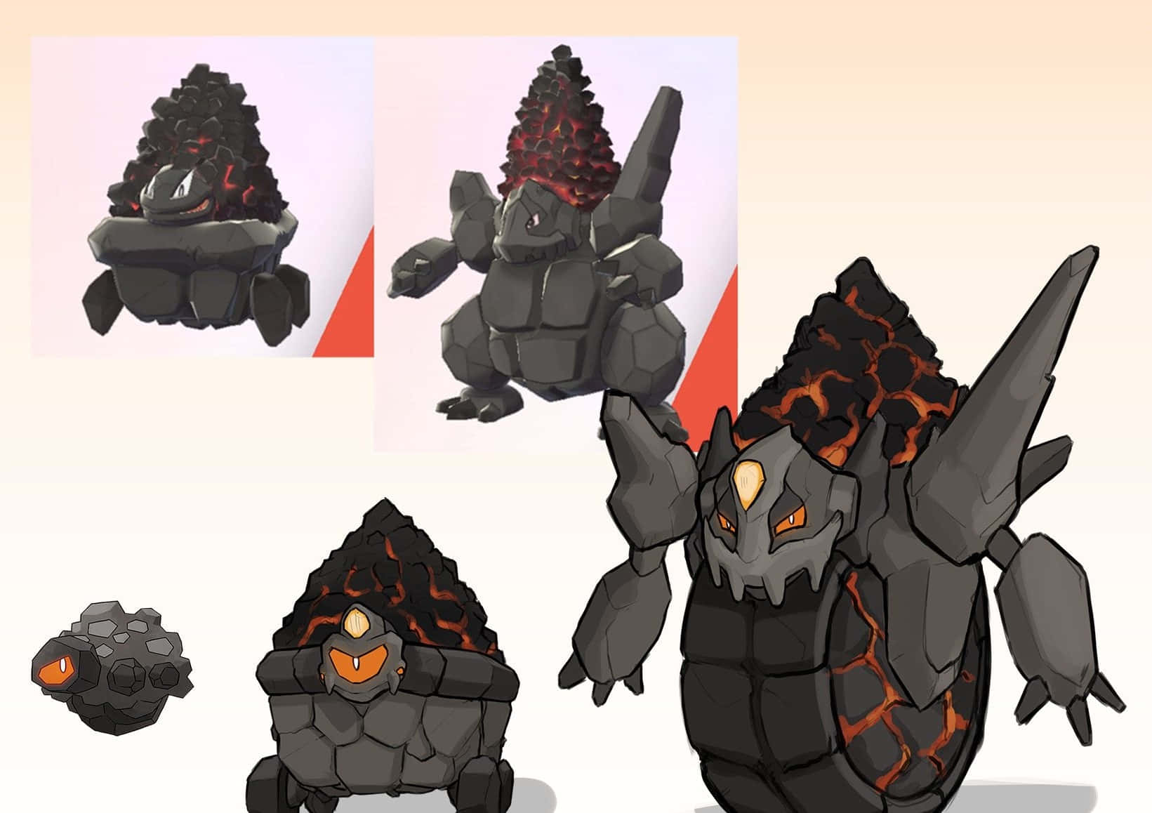 Rolycoly, evolution redesign, lava-themed, HD Desktop Wallpaper