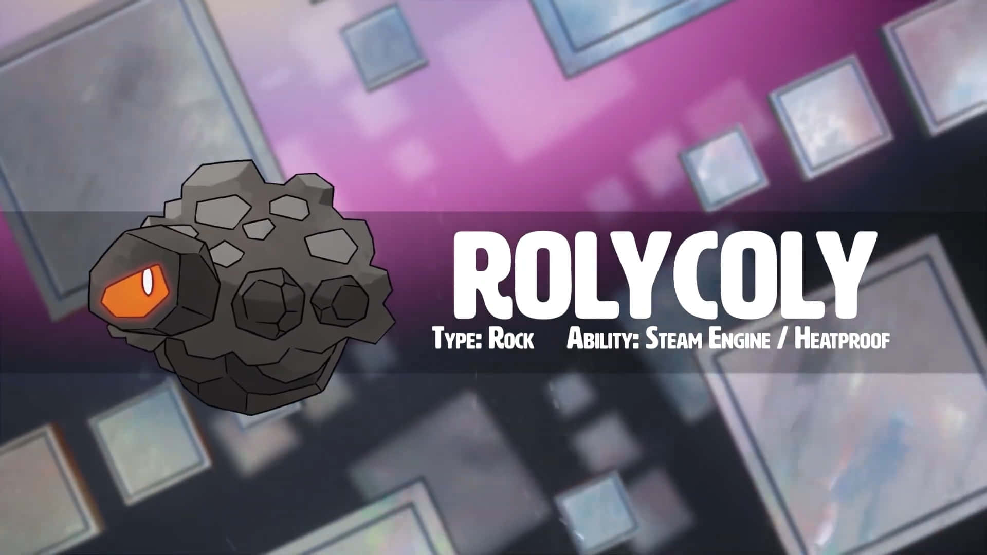 Rolycoly, rock type Pokémon, glowing orange eyes, Full HD Desktop Wallpaper