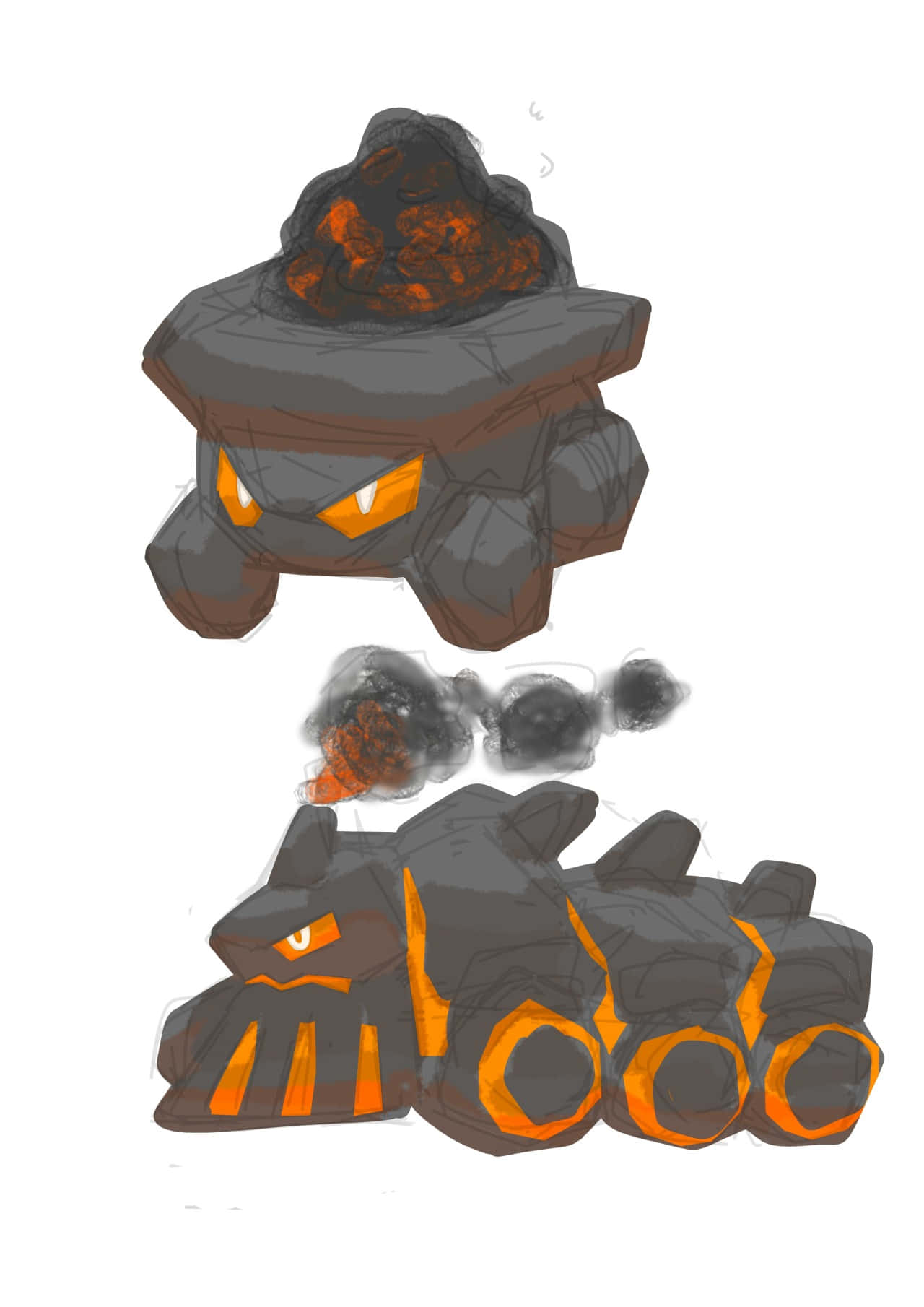 Rolycoly, fiery lava-themed, glowing orange eyes, HD Phone Wallpaper