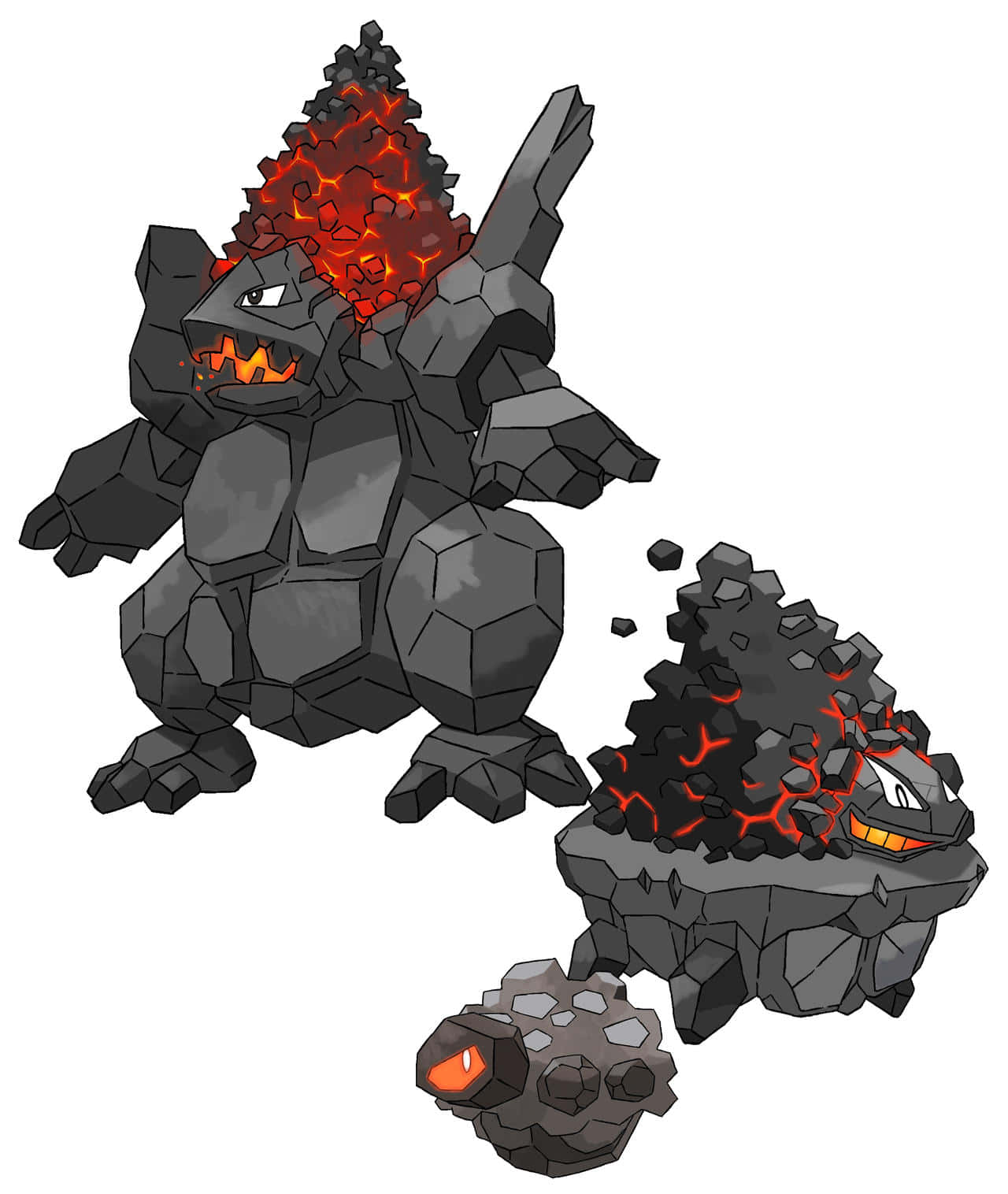 Rolycoly, volcanic Pokémon, glowing red magma cracks, HD Phone Wallpaper
