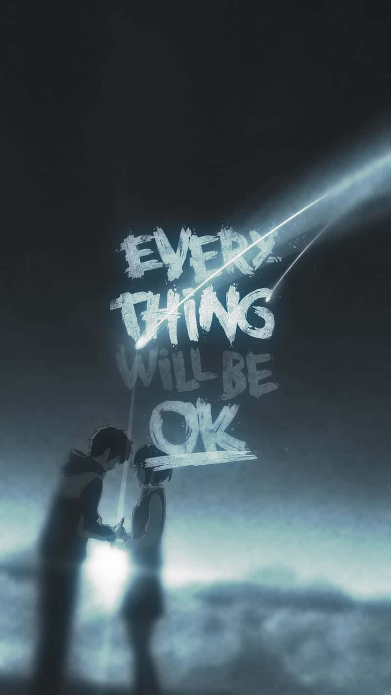 EVERYTHING WILL BE OK, glowing message, dark sky, HD Phone Wallpaper