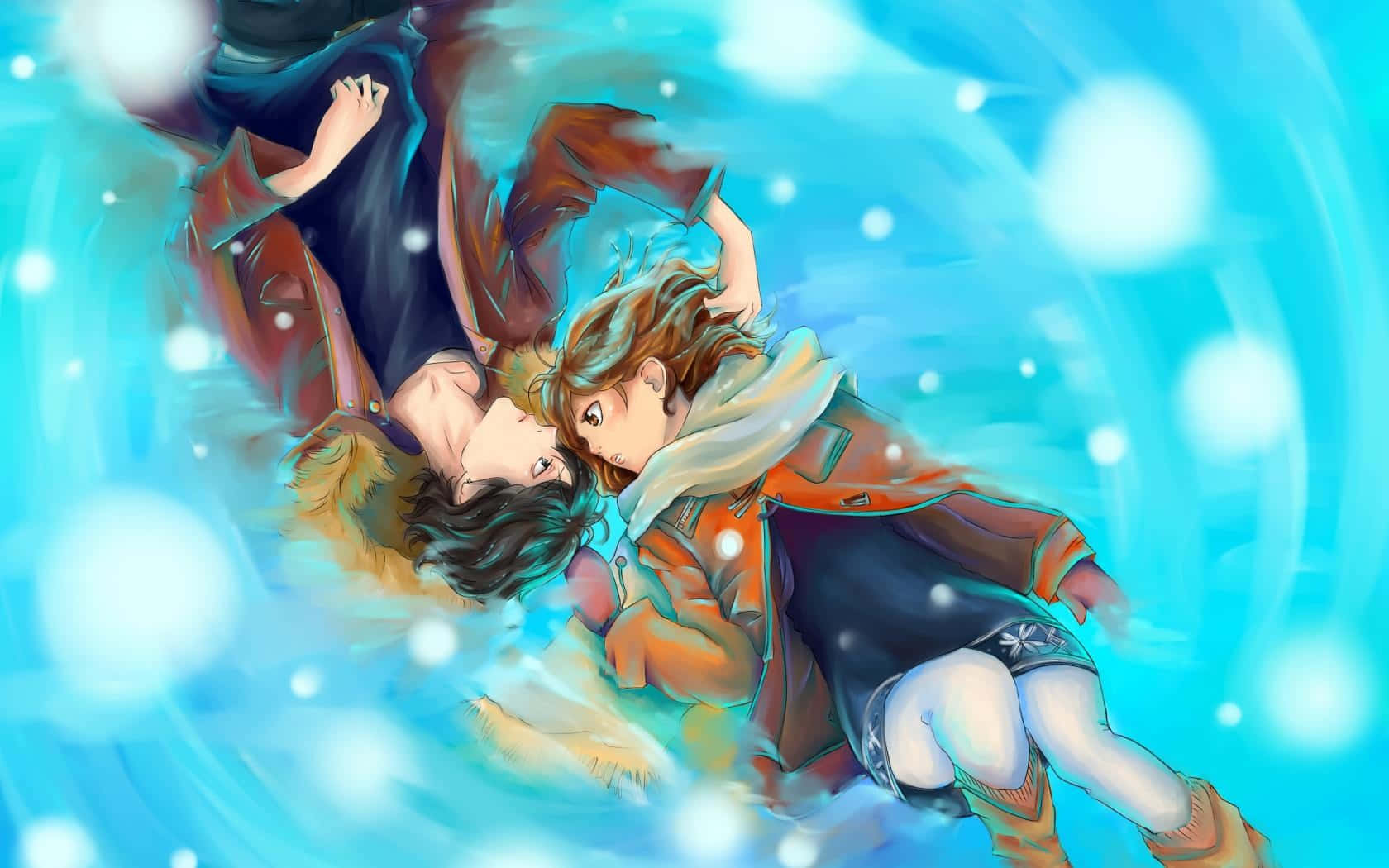 Romance Anime, couple, blue vortex, HD Desktop Wallpaper