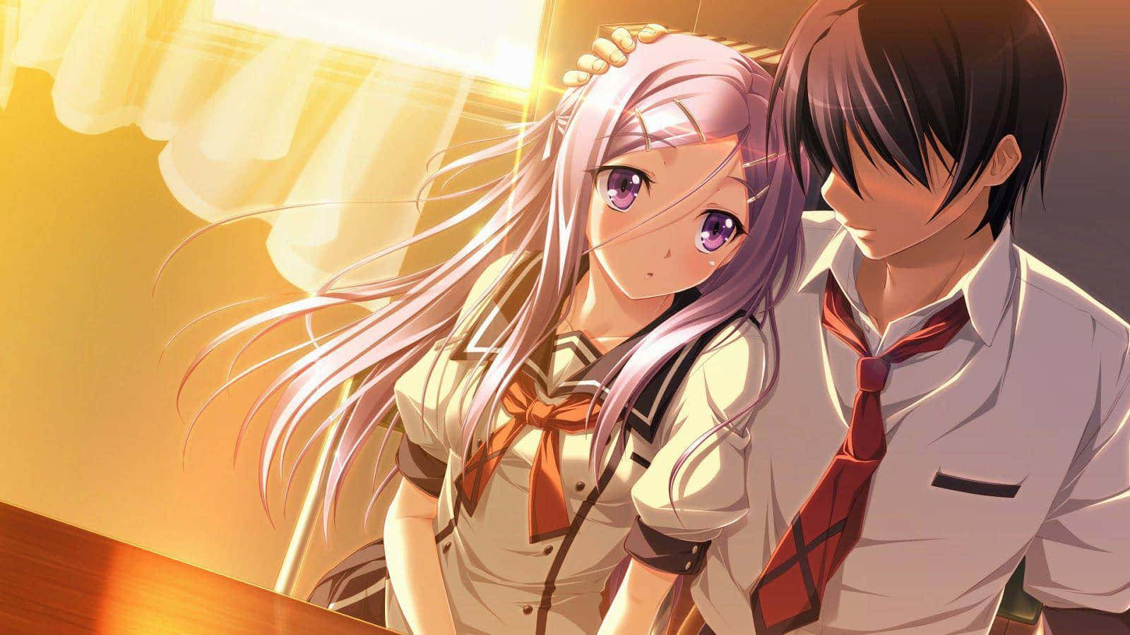 student couple, sunlight, anime, HD Desktop Wallpaper