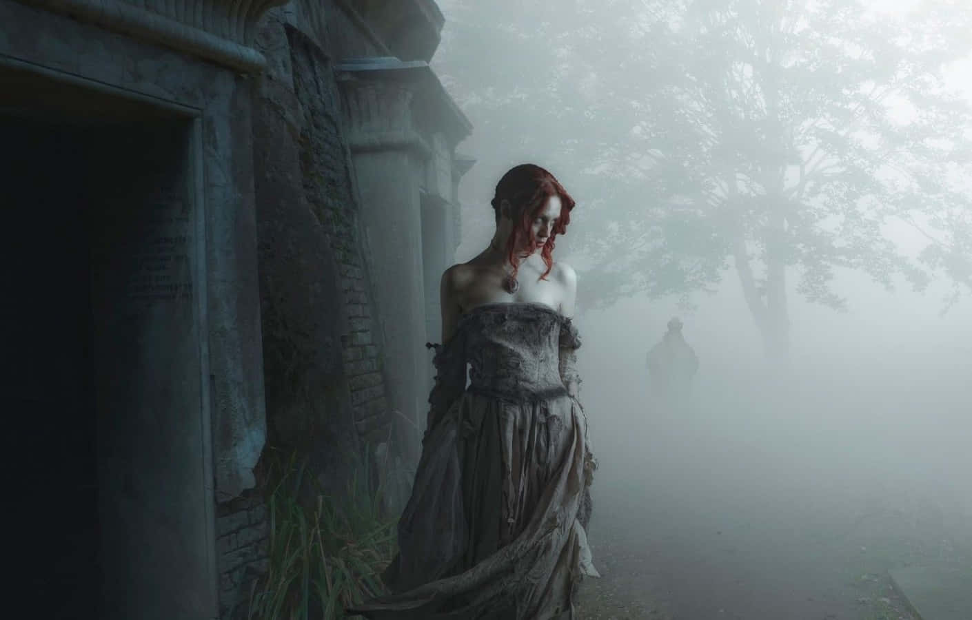 Romanticism, ghostly woman, tattered gown, HD Desktop Wallpaper