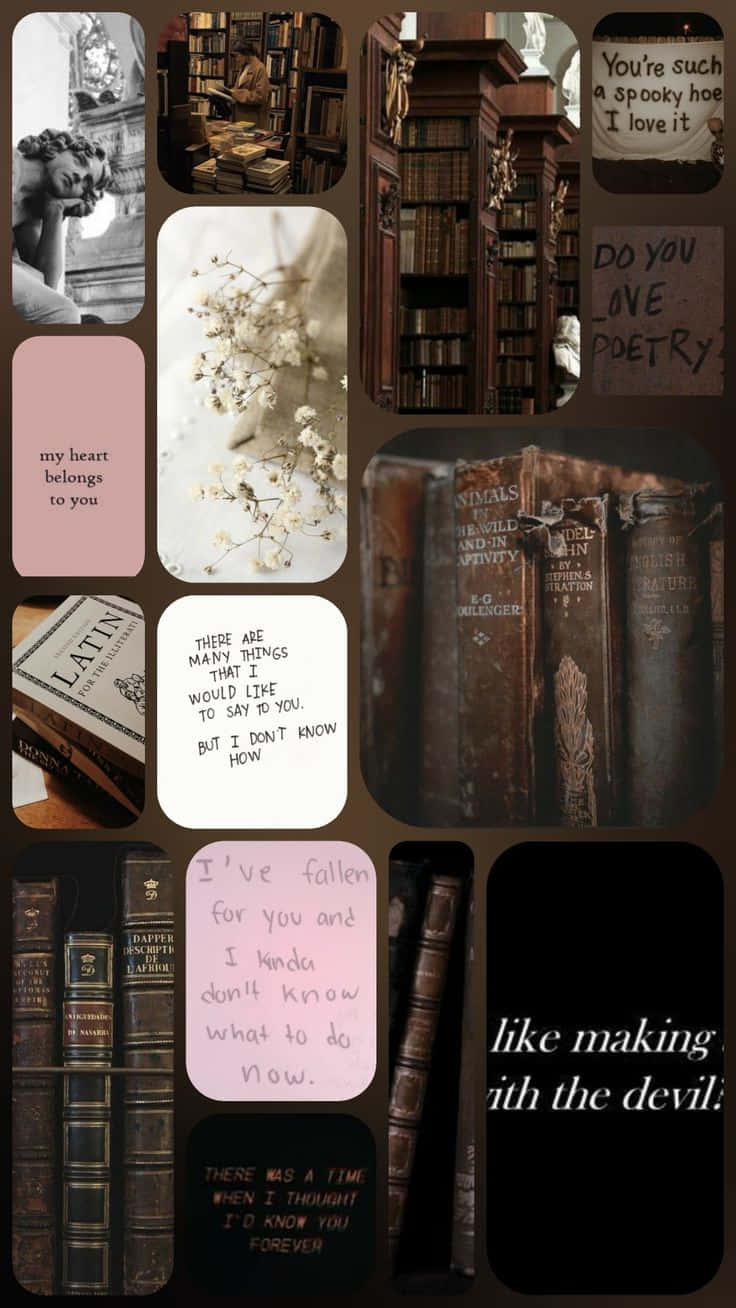 dark romance, collage aesthetic, vintage books, HD Phone Wallpaper