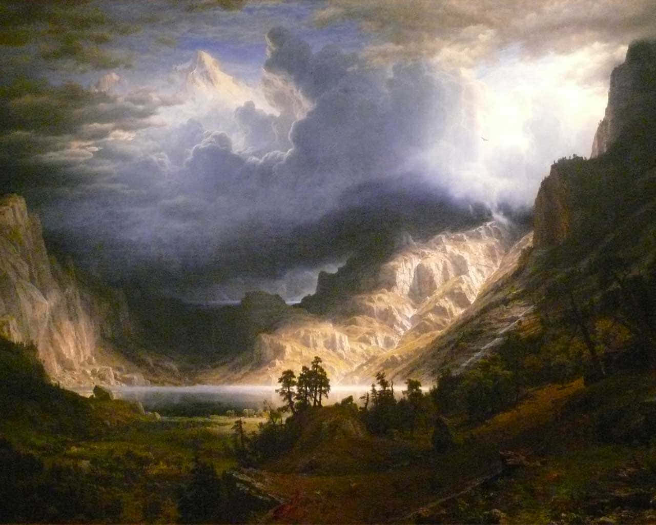 Romanticism, mountain valley, towering cliffs, HD Desktop Wallpaper