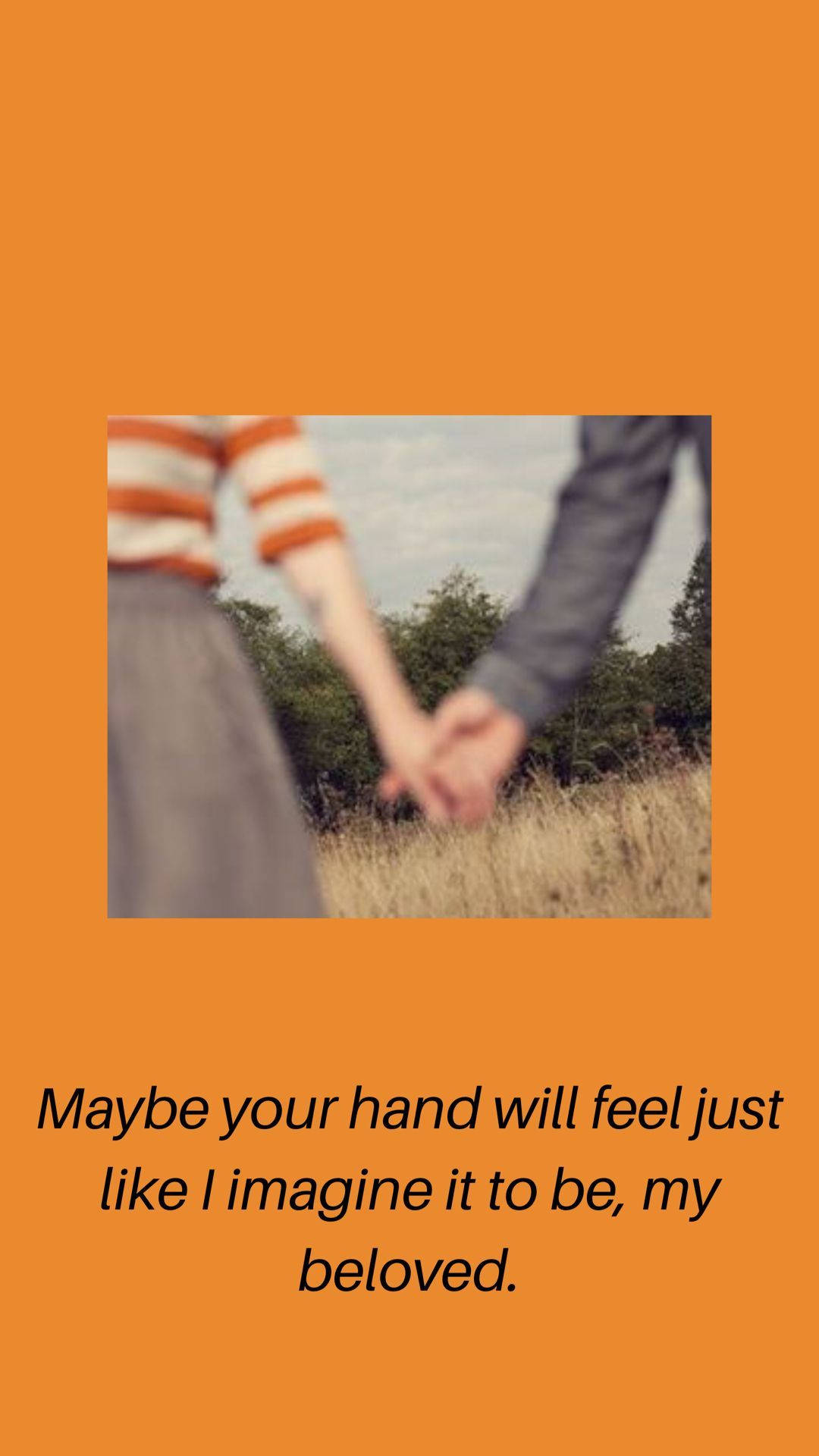 grass field, overcast sky, solid orange border, Full HD Phone Wallpaper