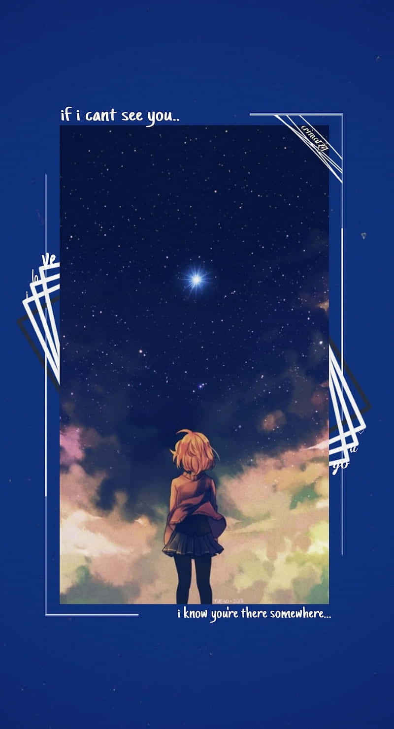 anime girl, blonde hair, starry night sky, HD Phone Wallpaper