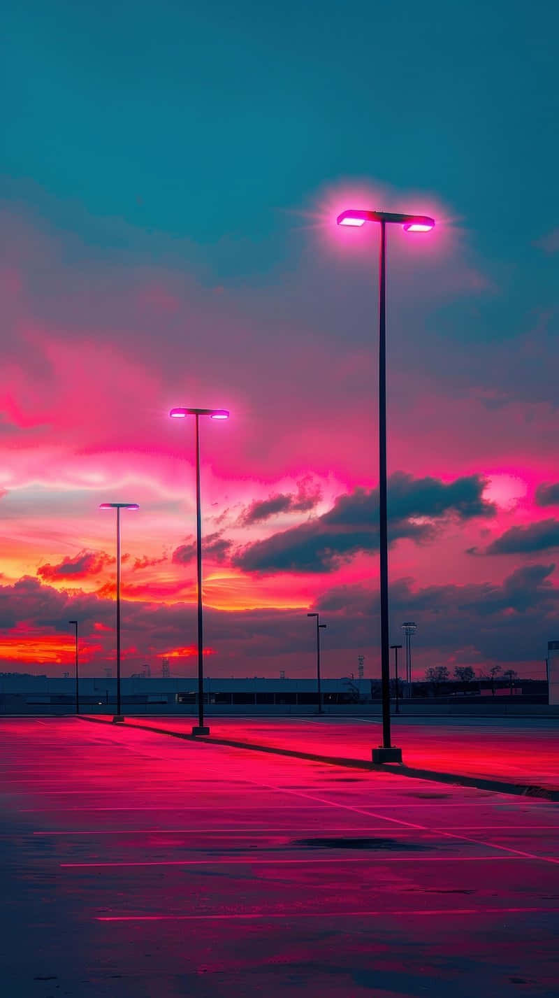 Romantic Aesthetic, sunset, parking lot, HD Phone Wallpaper