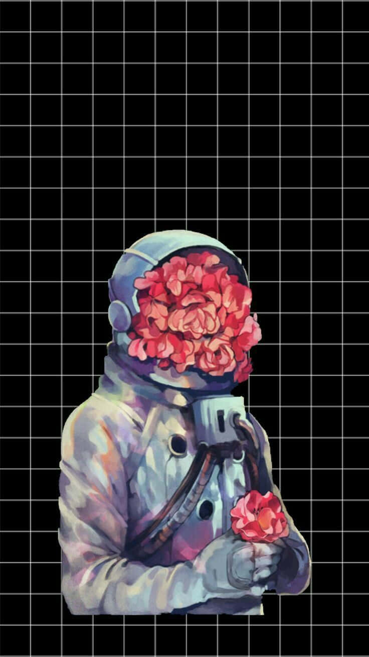 floral astronaut, floral helmet, rose, HD Phone Wallpaper
