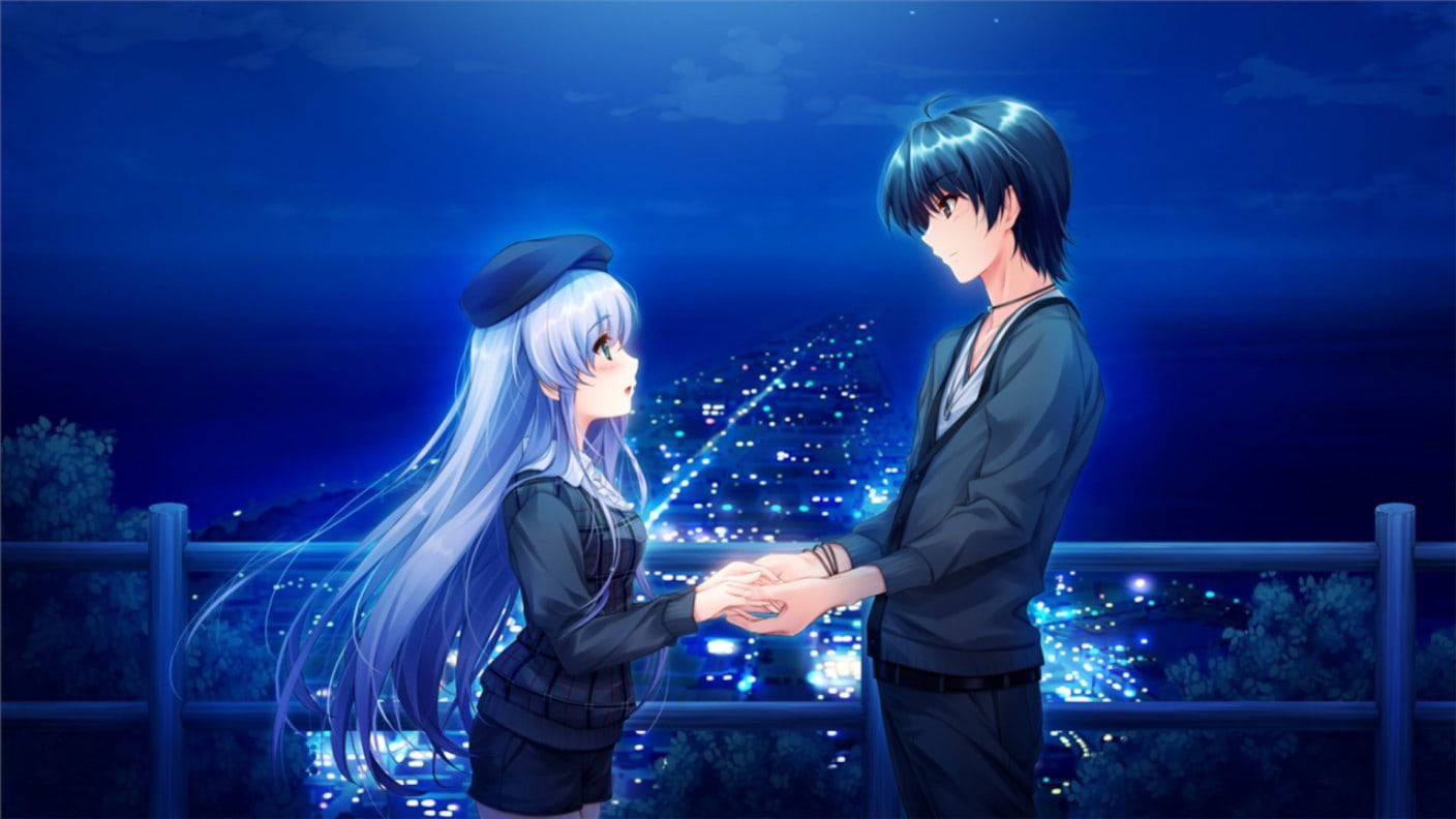 Romantic Anime Couples, night confession, rooftop, HD Desktop Wallpaper