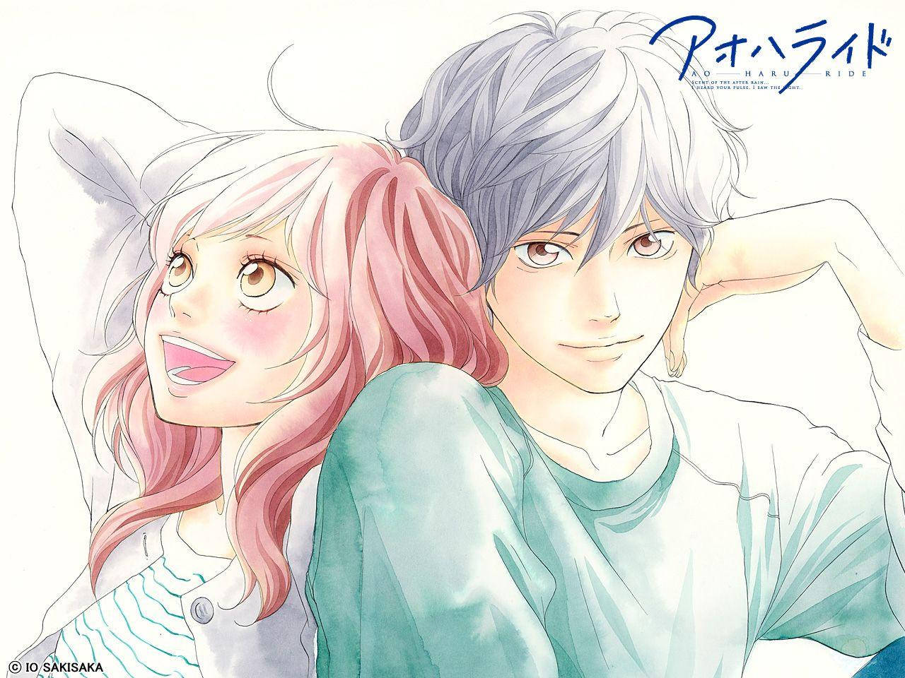 Romantic Anime Couple Sketch, pink hair, silver hair, HD Desktop Wallpaper