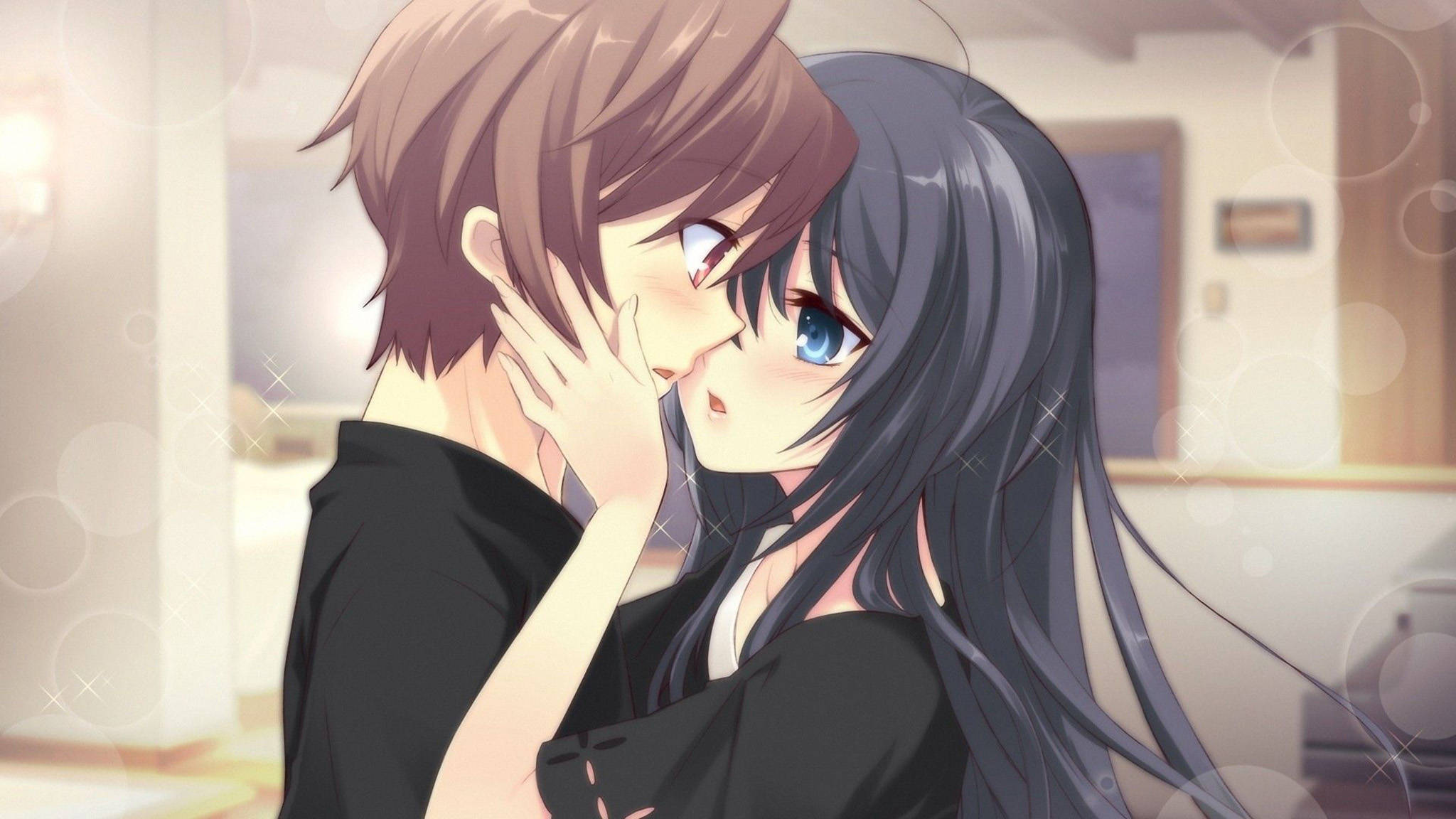 Romantic Anime, lesbian, tender anime couple, Full HD Desktop Wallpaper