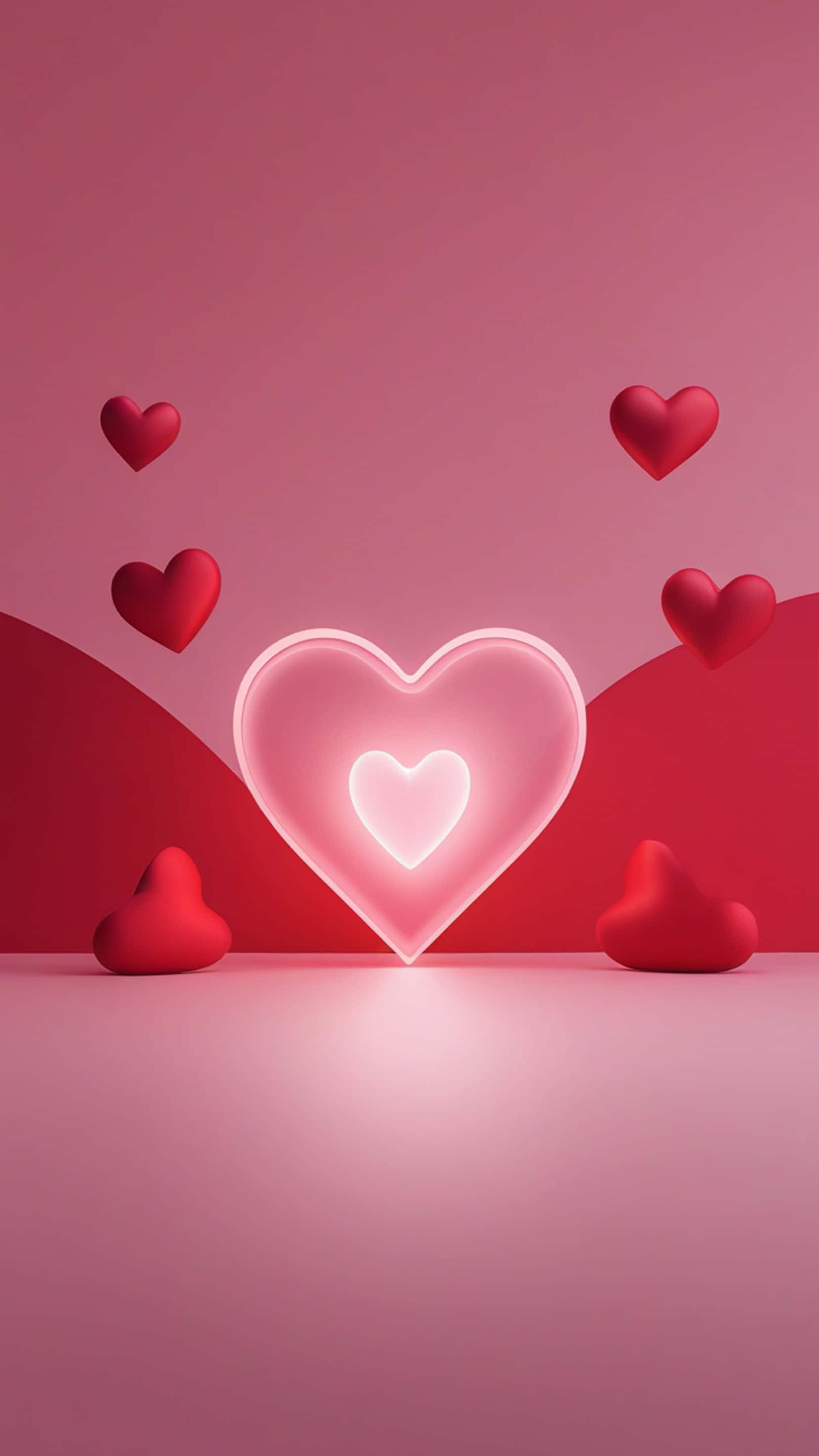 pure love pure magic valentines day, glowing pink neon heart, white inner heart, 2K Phone Wallpaper