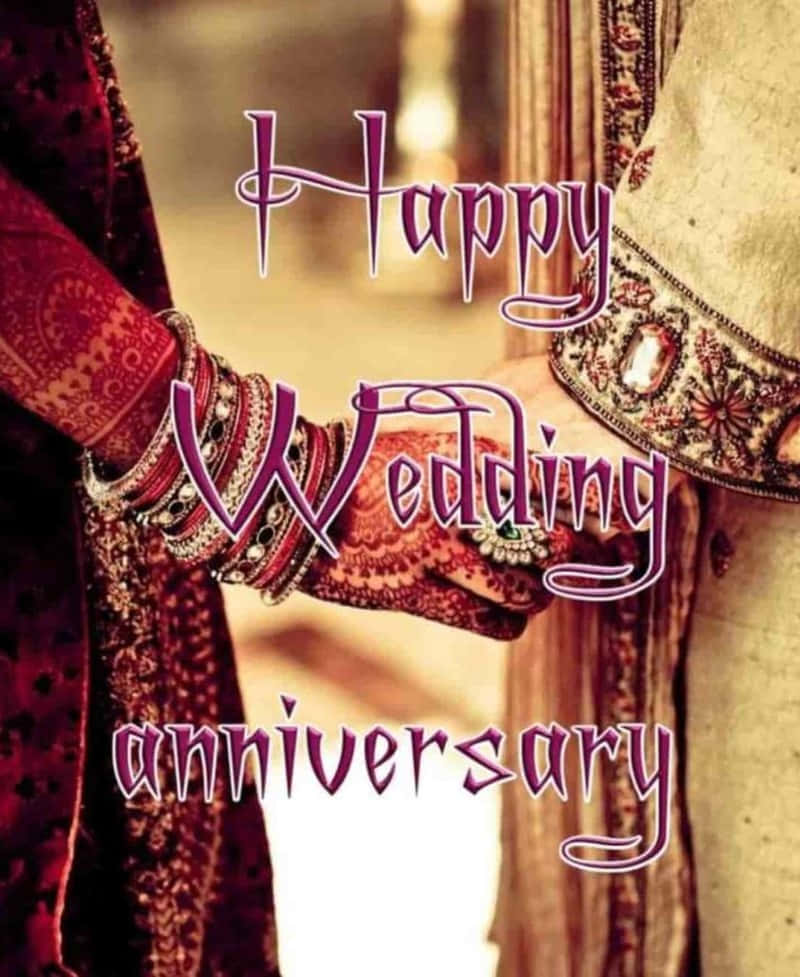Happy Wedding Anniversary, purple script, henna, SD Phone Wallpaper