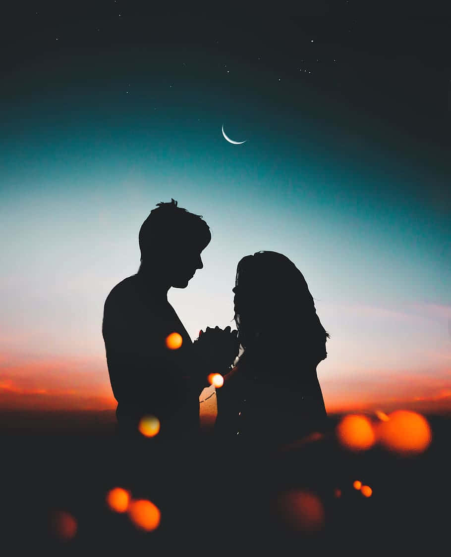 crescent moon, twilight sky, bokeh lights, SD Phone Wallpaper