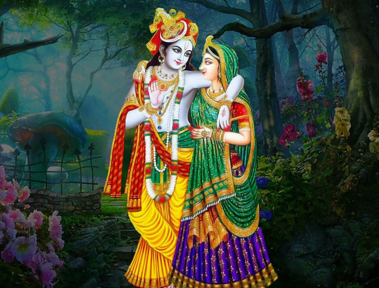 Romantic Couple, ancient colors, ornate traditional attire, HD Desktop Wallpaper