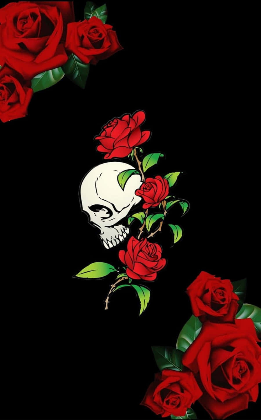 love skulls and roses, Two Lovers Making Love, vibrant red roses, HD Phone Wallpaper