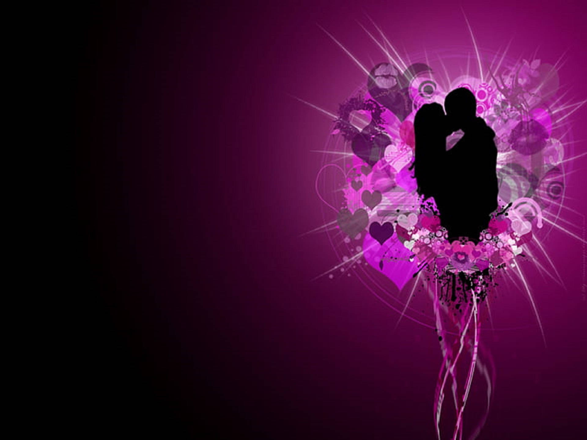 Romantic Love, purple, silhouette, Full HD Desktop Wallpaper