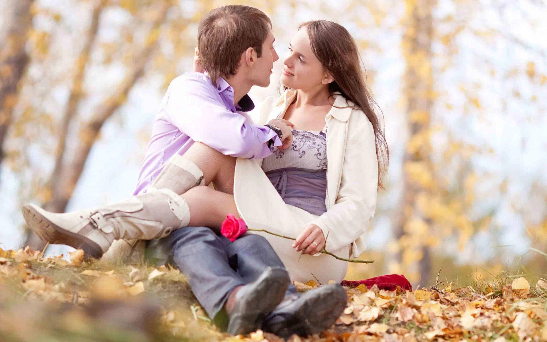 Romantic Love, fall season, autumn park, Full HD Desktop Wallpaper