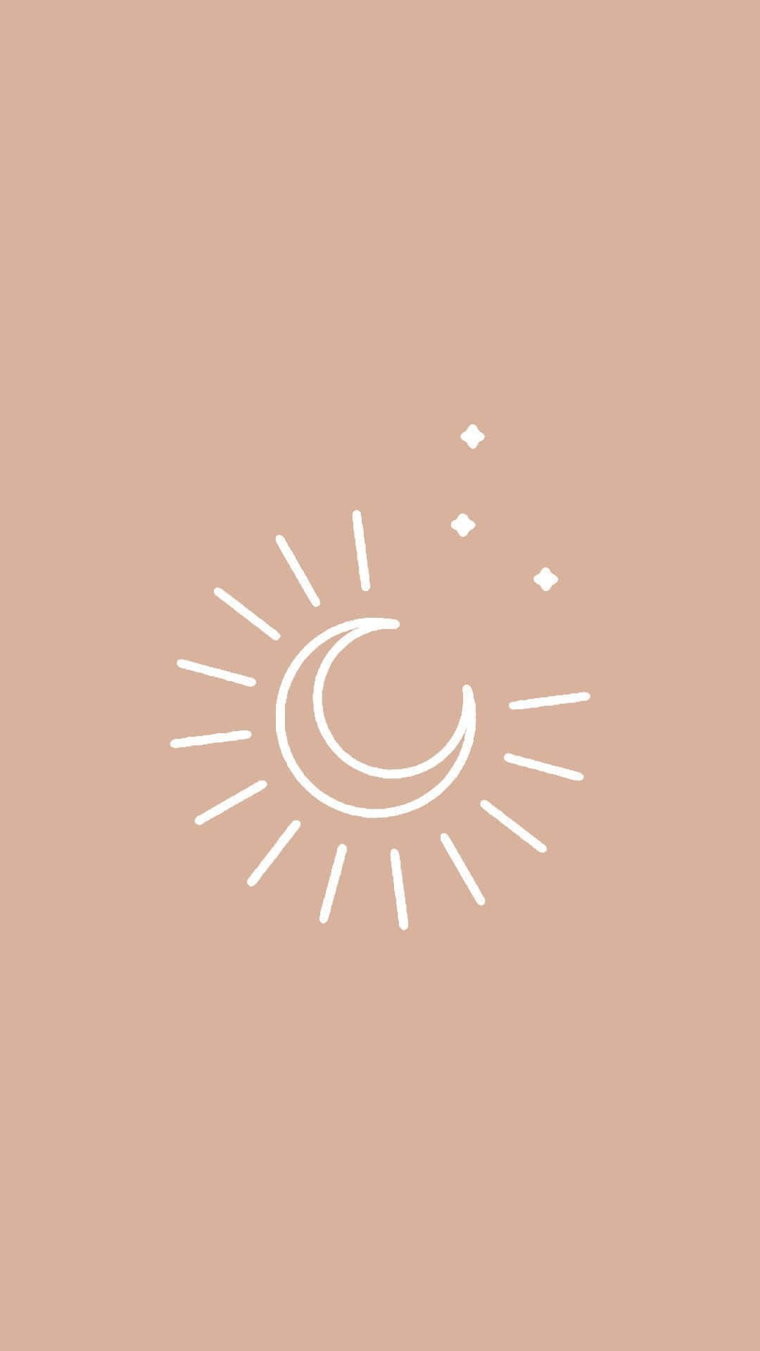 crescent moon, sun rays, stars, Full HD Phone Wallpaper