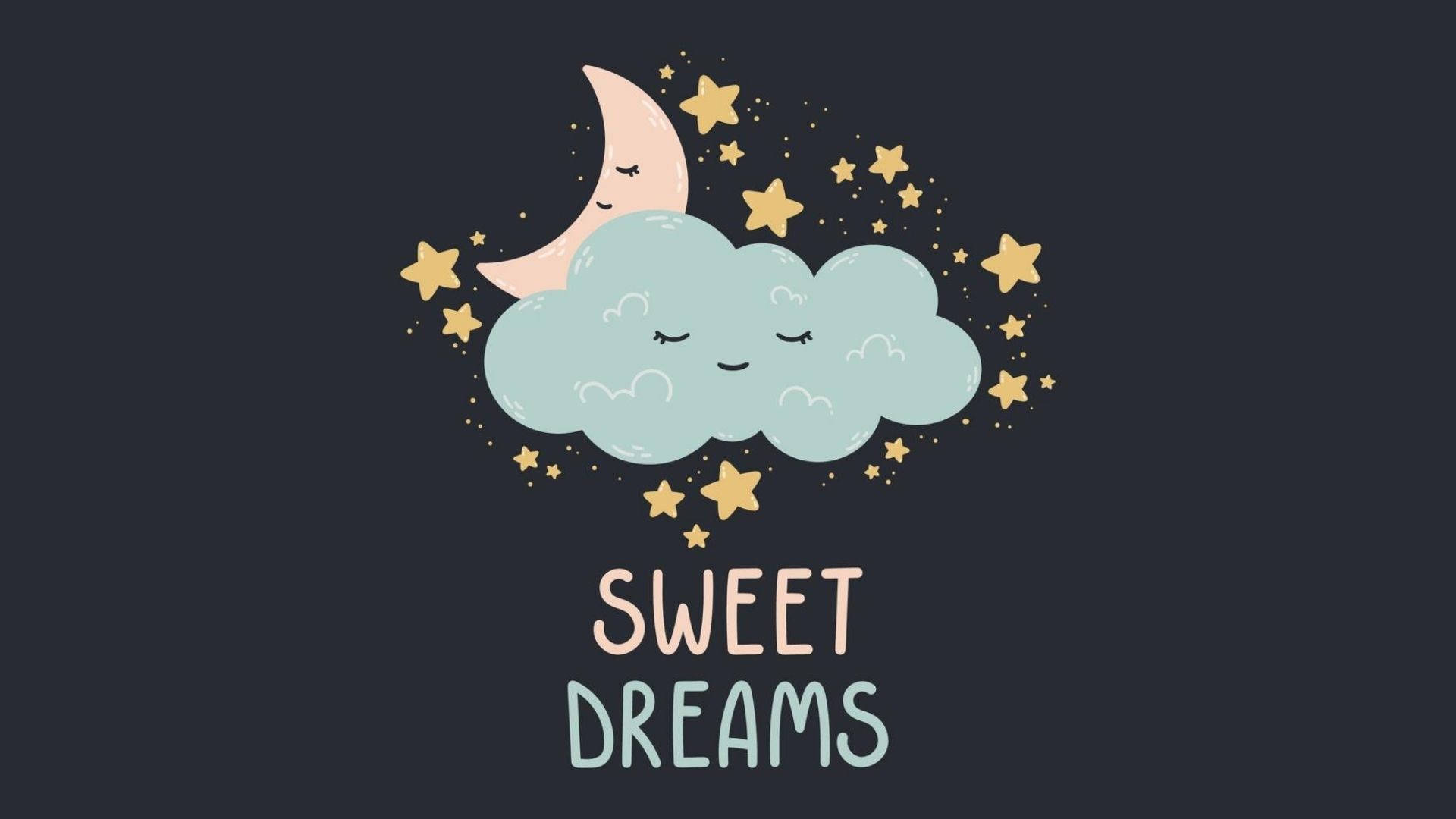 sweet dreams, pastel moon, cloud, Full HD Desktop Wallpaper