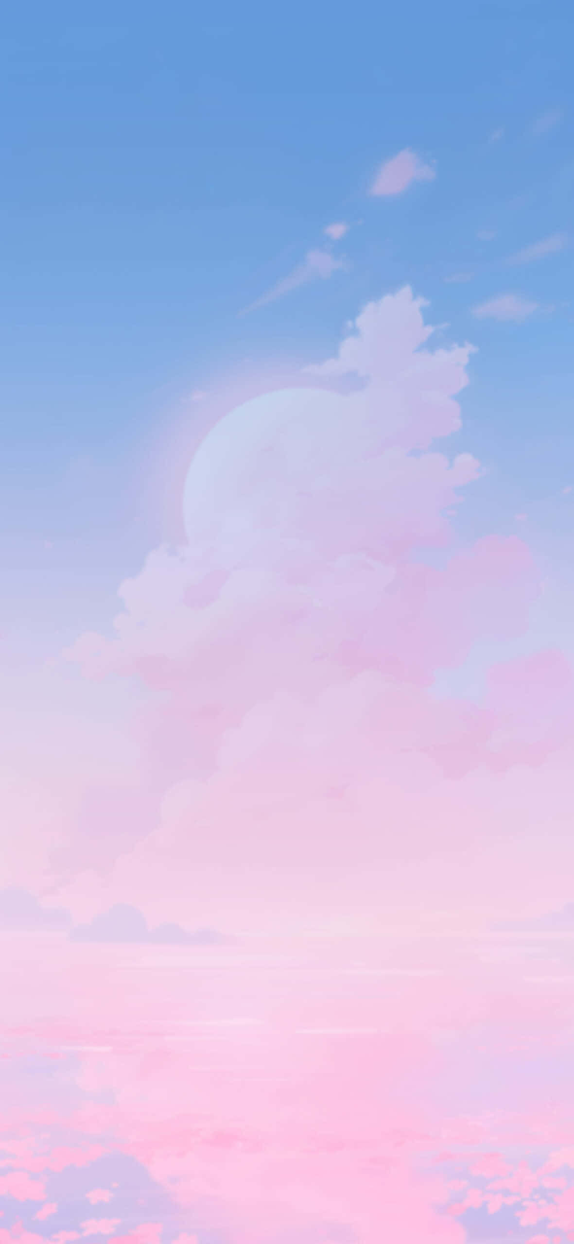 pastel sky, soft pink clouds, glowing moon, 2K Phone Wallpaper