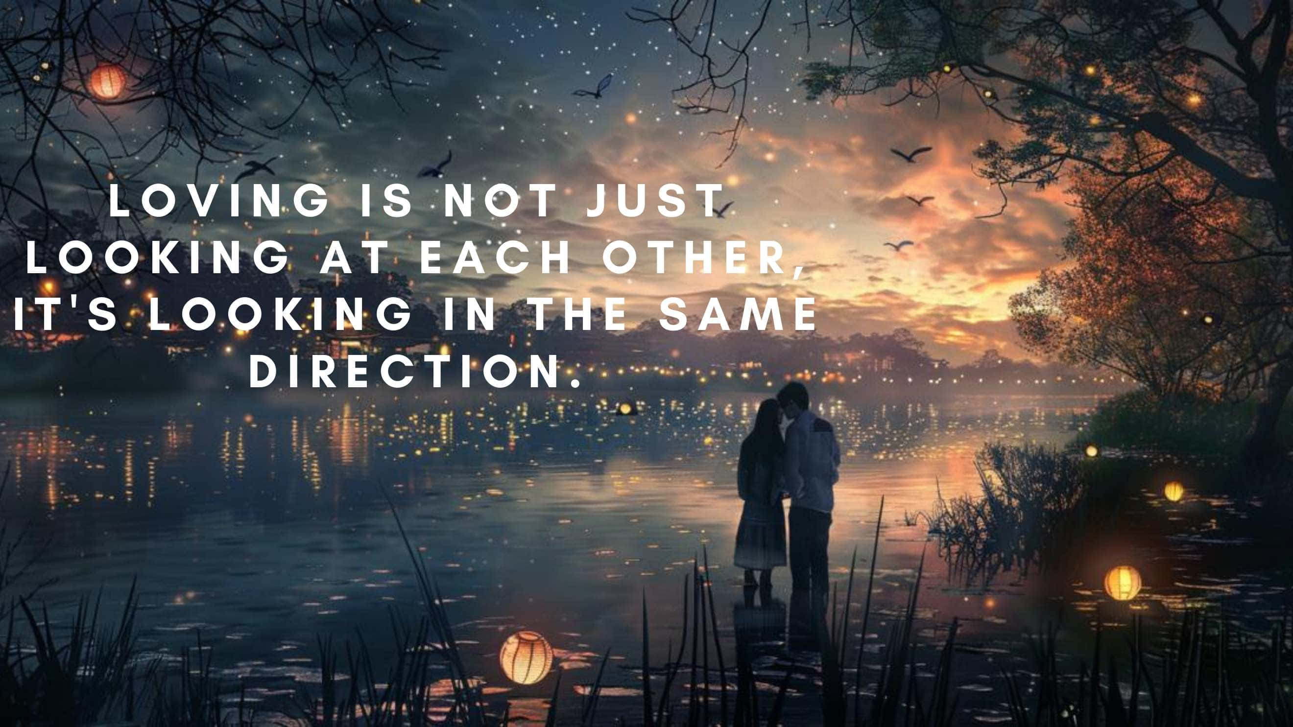 Romantic Sunset Lake Quote, mist, lakeshore, 2K Desktop Wallpaper