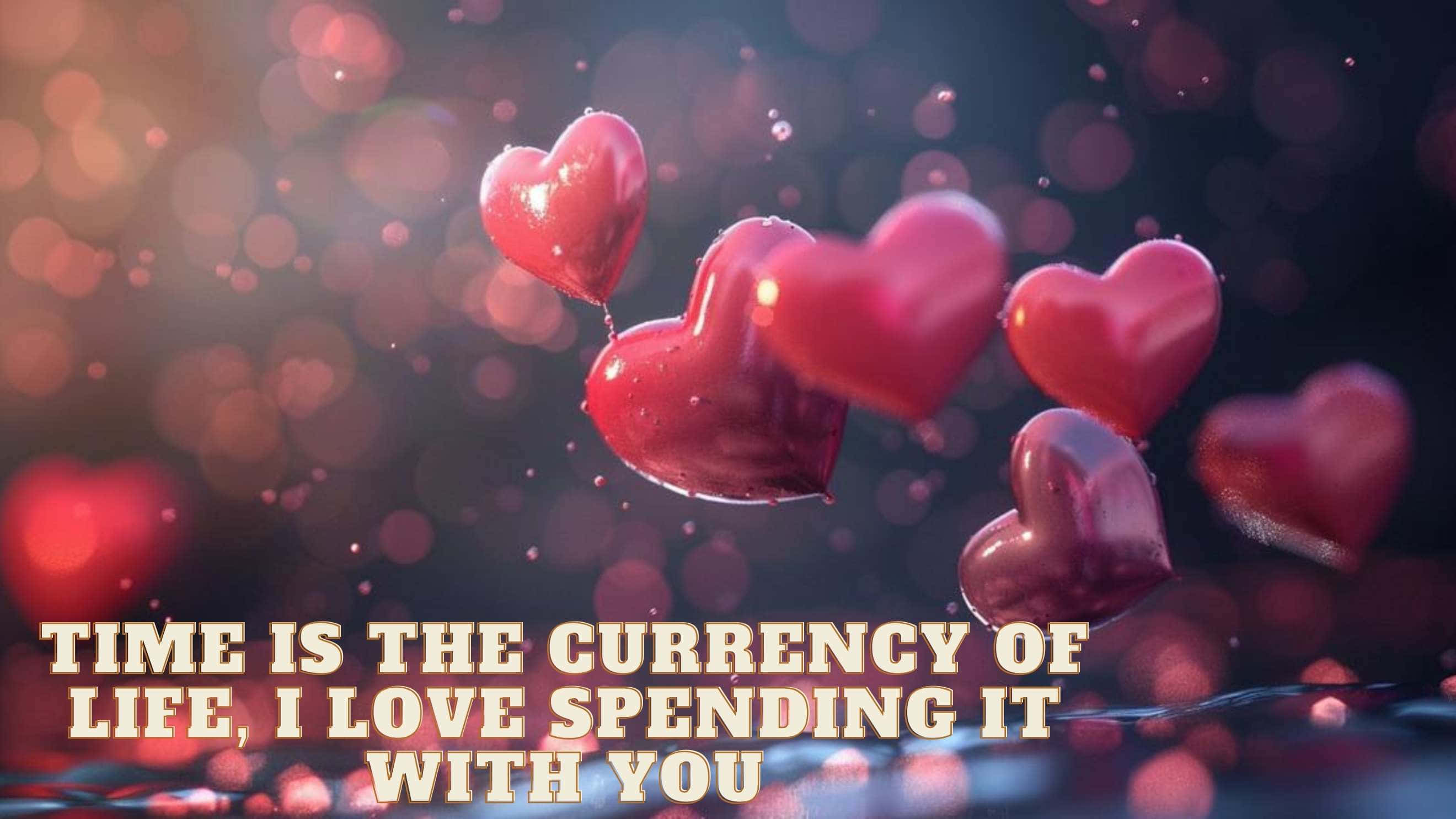 glossy red hearts, dreamy bokeh background, golden light, 2K Desktop Wallpaper